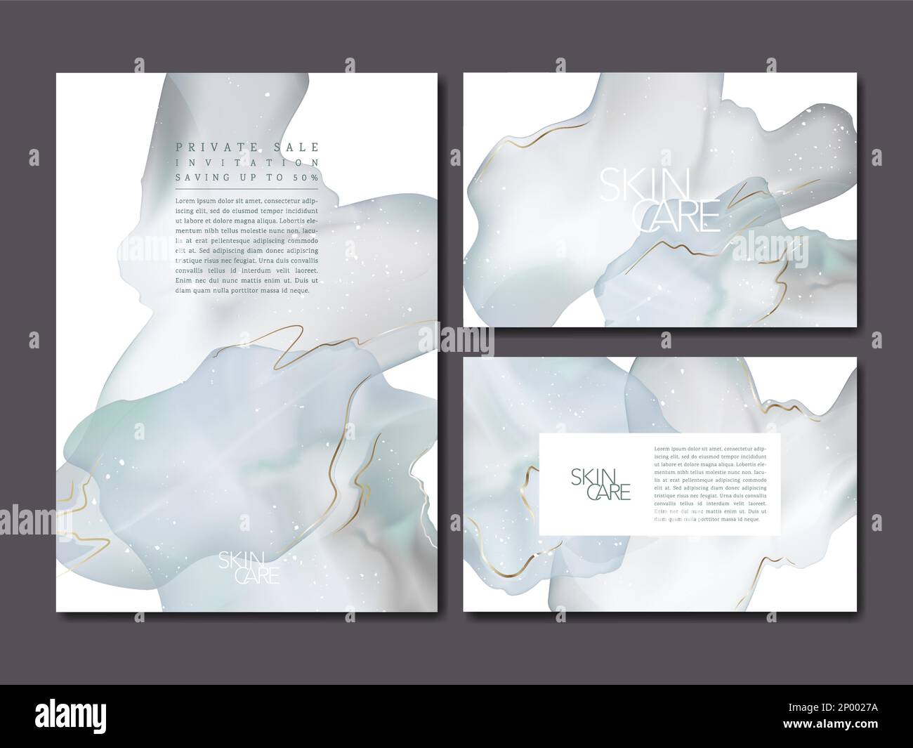 Effetto acquerello minimo vettoriale Abstract Graphic Elements Template for Invitation, Business, Anniversary Card, Advertisement or Poster. Grigio e blu Illustrazione Vettoriale