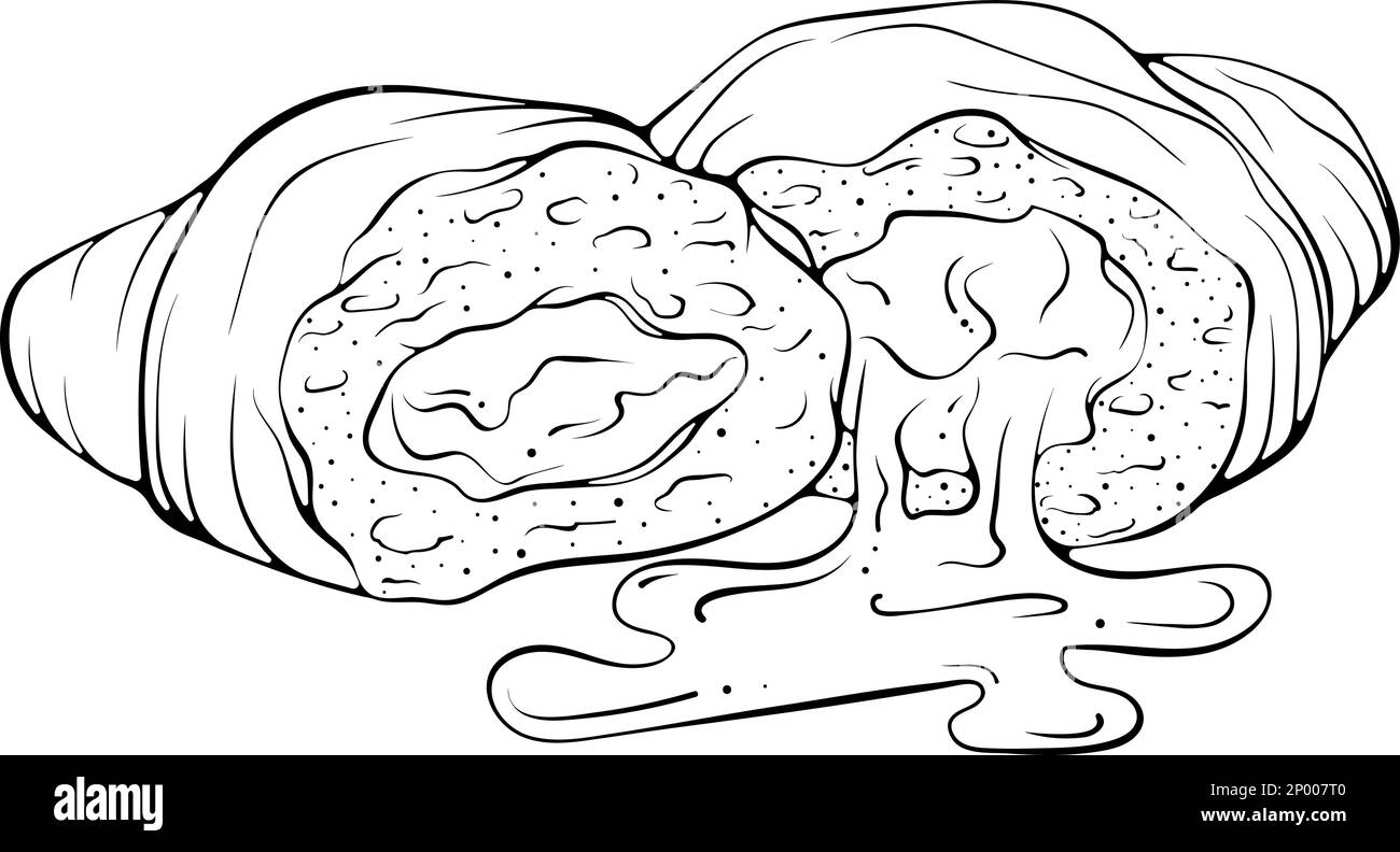 Croissant rotto in mezza linea arte Illustrazione Vettoriale