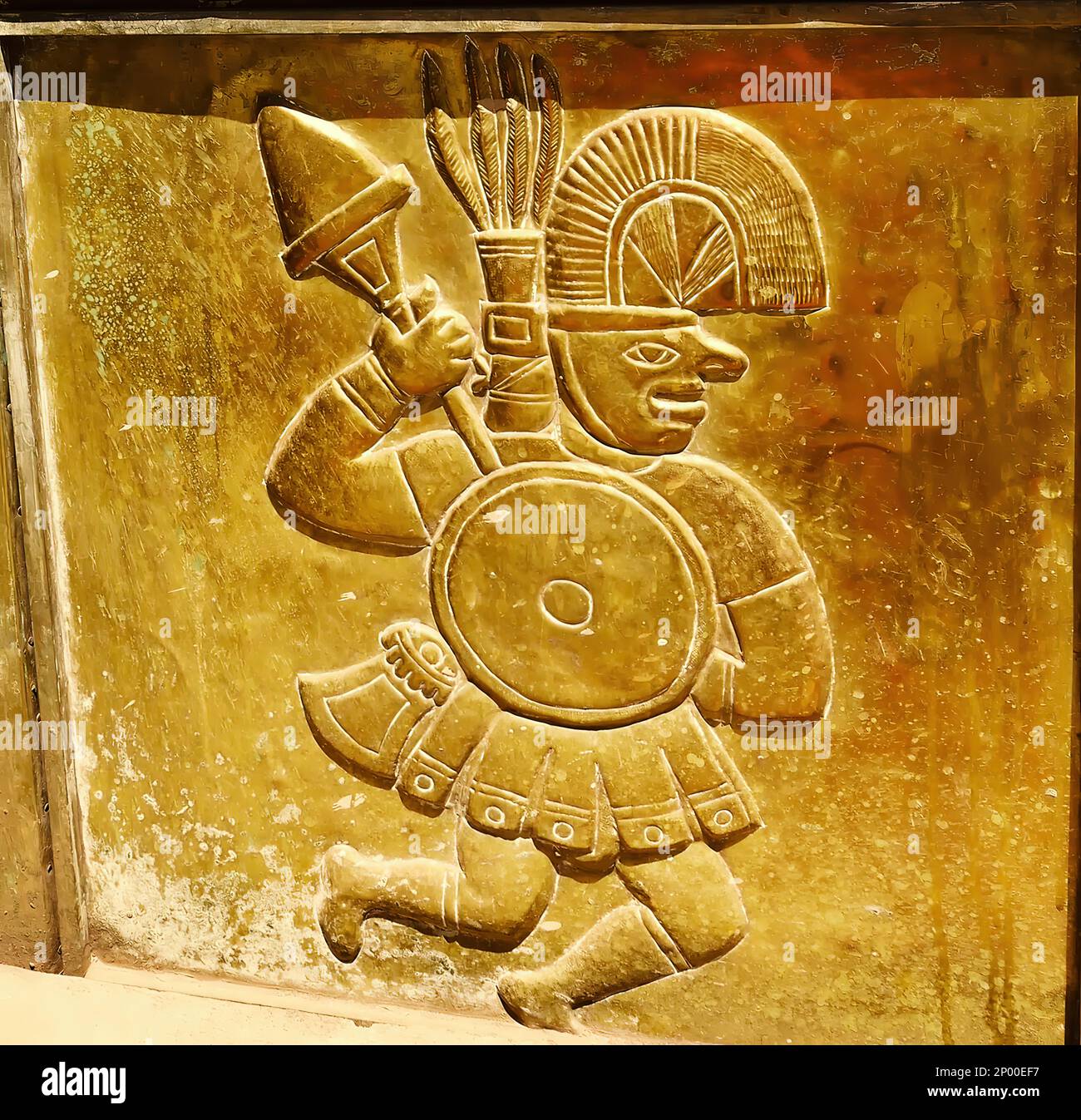 Pannelli in bronzo in rilievo di simboli Inca in Perù Cusco Foto Stock