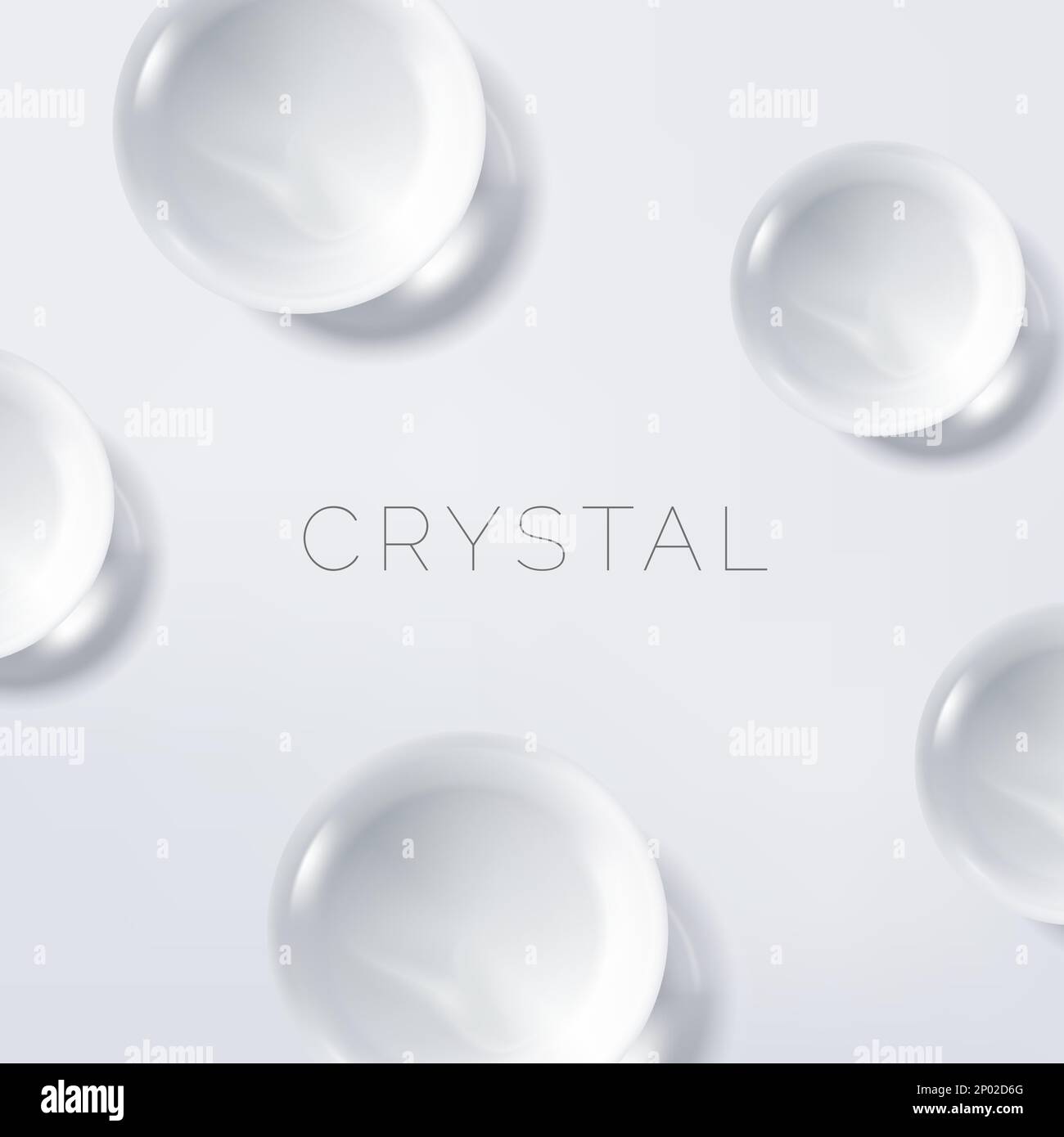 Immagine Vector Realistic Crystal Sphere 3D trasparente o bianco per Poster di bellezza e cosmetici, copertina del libro o sfondo pubblicitario. Illustrazione Vettoriale