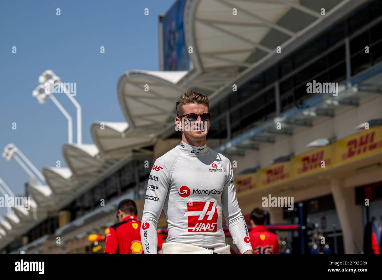 Sakhir, Bahrain, 02 marzo, Nico Hulkenberg, dalla Germania compete per Haas F1. Il build up, round 1 del campionato di Formula 1 2023. Credit: Michael Potts/Alamy Live News Foto Stock