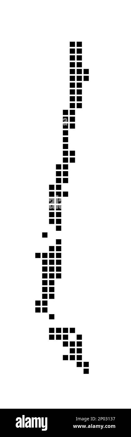 Mappa del Cile. Mappa del Cile in stile punteggiato. Bordi del paese riempiti di rettangoli per il vostro disegno. Illustrazione vettoriale. Illustrazione Vettoriale