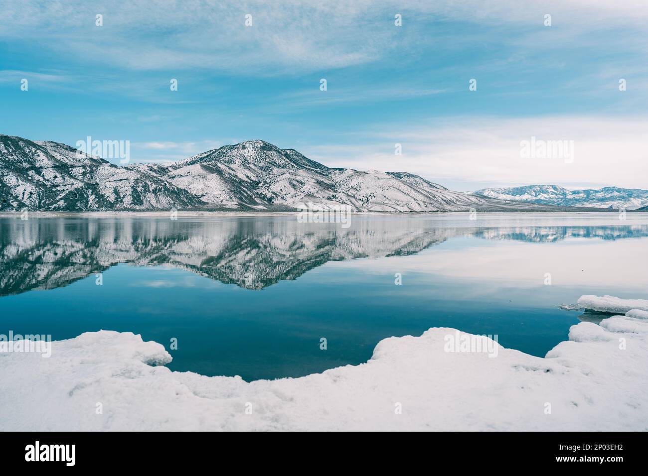 Scena innevata al Piute Reservoir, Utah Foto Stock