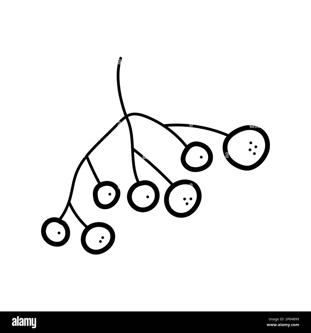 Ramoscate con bacche in un semplice stile di doodle. Illustrazione con isolamento vettoriale. Illustrazione Vettoriale