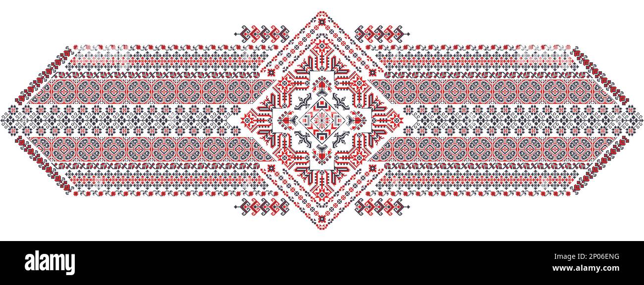 Tradizionale elemento di design vettoriale per ricami rumeni su sfondo bianco Illustrazione Vettoriale