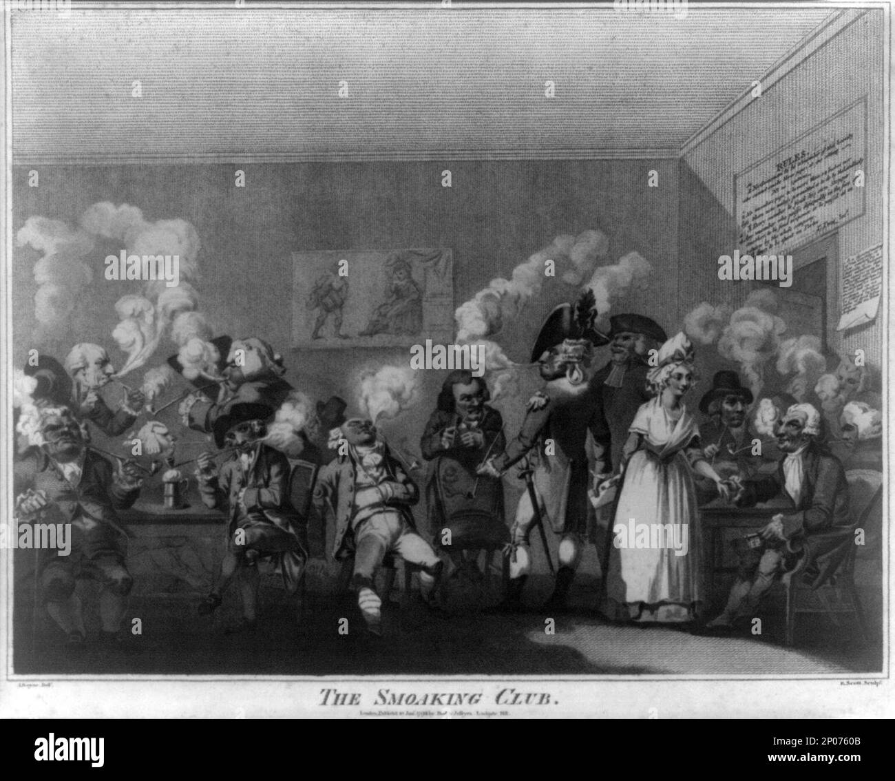 The Smoaking Club J. Boyne, delt ; E. Scott, sculpt.. Collezione British Cartoon Prints . Foto Stock