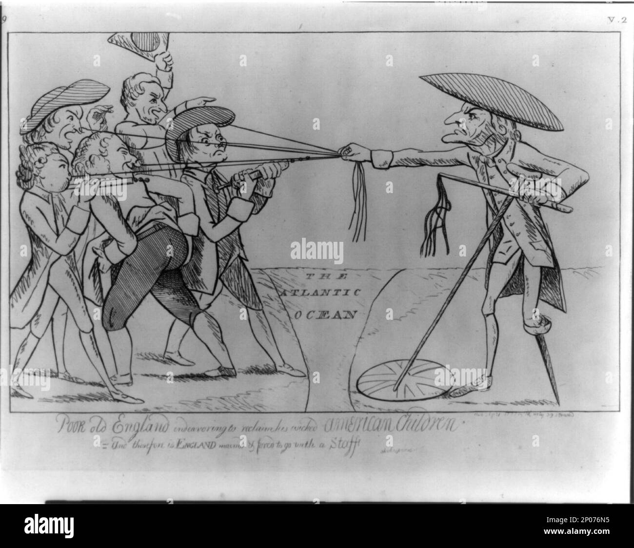 Povera vecchia Inghilterra che cerca di recuperare i suoi malvagi figli americani. British Cartoon Prints Collection , pubblicato in: The American Revolution in drawings and prints; una lista di controllo della grafica 1765-1790 nella Library of Congress / compilato da Donald H. Cresswell, con una prefazione di Sinclair H. Hitchings. Washington : [in vendita dal Supt. Dei documenti, U.S. Govt. Stampa. OFF.], 1975, no 709, ha esposto: 'America's Shakespeare' alla Folger Shakespeare Library di Washington, D.C, aprile - luglio 2016. Stati Uniti, Storia, Rivoluzione, 1775-1783. , Politica & Governo,Inghilterra,1770-1780. , Interpersonale Foto Stock