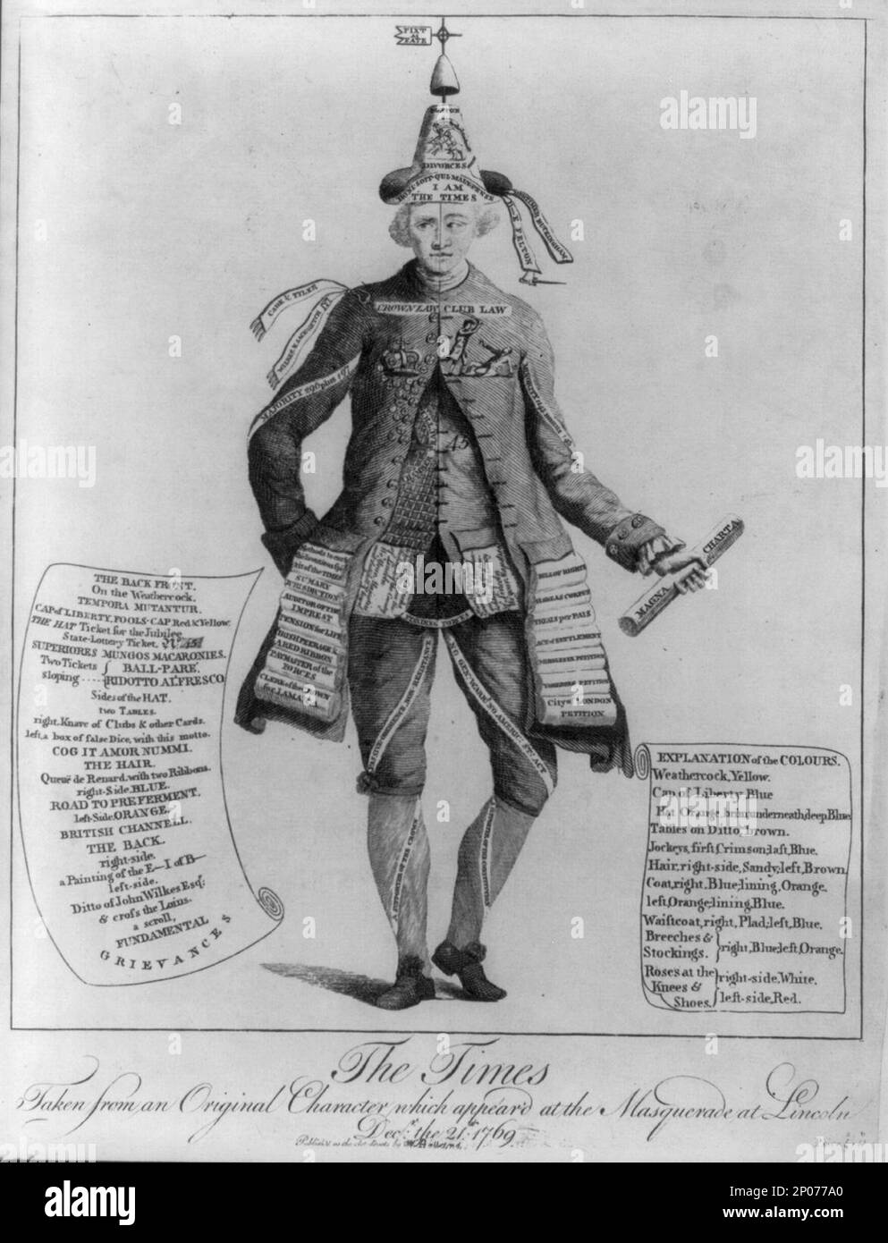 The Times - tratto da un personaggio originale che appare alla masquerade di Lincoln, Derr. il modello 21st 1769. British Cartoon Prints Collection , pubblicato in: The American Revolution in drawings and prints; una lista di controllo della grafica 1765-1790 nella Library of Congress / compilato da Donald H. Cresswell, con una prefazione di Sinclair H. Hitchings. Washington : [in vendita dal Supt. Dei documenti, U.S. Govt. Stampa. OFF.], 1975, no 650. Stati Uniti, Storia, Rivoluzione, 1775-1783. , Politica & Governo,Inghilterra,1760-1770. , Politica di Governo,Inghilterra,1760-1770. , Relazioni internazionali,Inghilterra,1760-17 Foto Stock