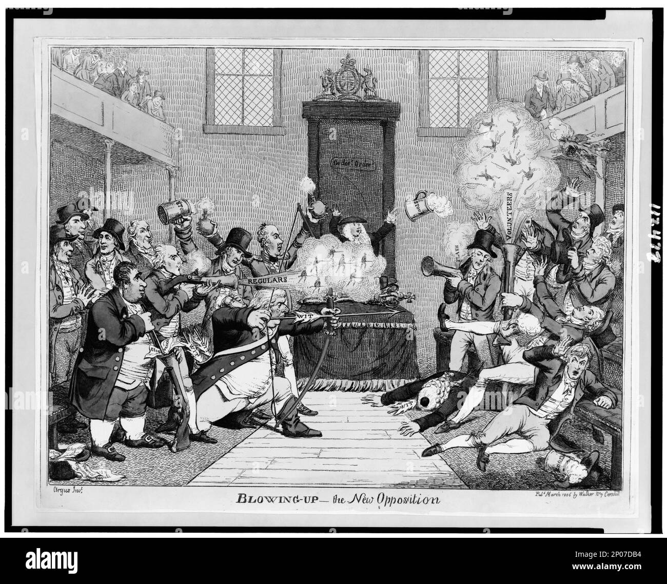 Soffiare la nuova opposizione Argus Invt.. Collezione British Cartoon Prints (Biblioteca del Congresso). Politica & governo, Gran Bretagna, 1800-1810. , Organi legislativi,Gran Bretagna,1800-1810. , Fighting, Gran Bretagna, 1800-1810. Foto Stock