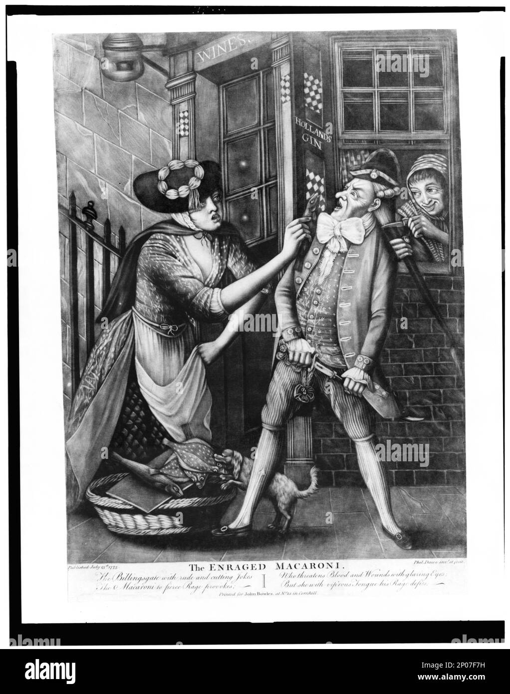 I maccheroni infuriati Phil. Dawe inventa. et fecit.. British Cartoon Prints Collection , stampato per John Bowles, espone: Hair, The Tang Teaching Museum and Art Gallery at Skidmore College, Saratoga Springs, New York, 2003-04. Dandies, Inghilterra, 1770-1780. , Classi sociali,Inghilterra,1770-1780. , In lirica,Inghilterra,1770-1780. , Peddlers, Inghilterra, 1770-1780. , Donne,Inghilterra,1770-1780. Foto Stock
