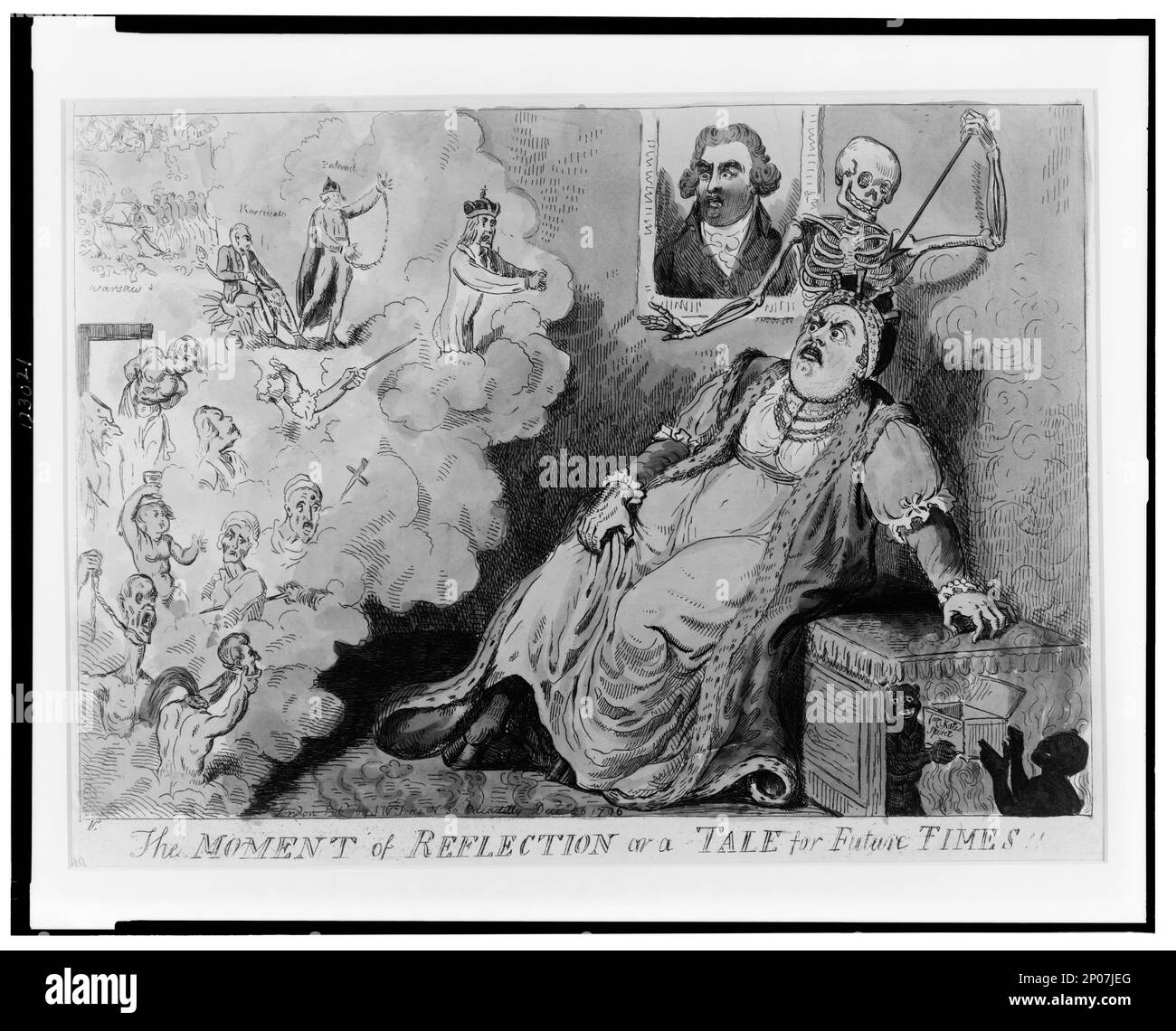 Il momento di riflessione o un racconto per i tempi futuri IC.. British Cartoon Prints Collection , Catalogo di stampe e disegni nel British Museum. Divisione i, satira politica e personale, v. 7, n. 8844, prestito di esposizione 4161-L. Caterina, II, Imperatrice di Russia, 1729-1796, morte e sepoltura. , Fox, Charles James, 1749-1806. , Morte,1790-1800. Foto Stock