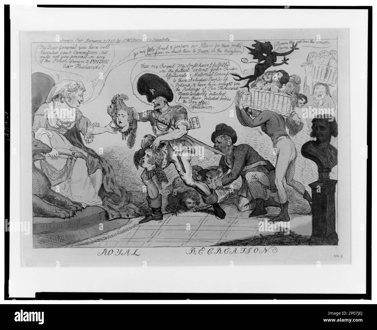 Attività ricreative reali. British Cartoon Prints Collection , Catalogo di stampe e disegni nel British Museum. Divisione i, satira politica e personale, v. 7, n. 8607, prestito di esposizione 4161-L. Caterina, II, Imperatrice di Russia, 1729-1796, morte e sepoltura. , Fox, Charles James, 1749-1806. , Decapitazioni,1790-1800. , Relazioni internazionali,Polonia,1790-1800. , Relazioni internazionali,Russia,1790-1800. Foto Stock