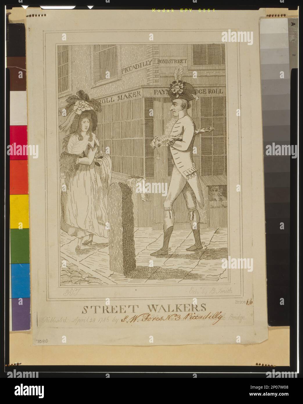 Street walkers RST ; etch'd by B. Smith.. British Cartoon Prints Collection , esposta: Gillray e l'Arte della caricatura. Hanger, George, 1751?-1824. , Uomini,Abbigliamento & vestiti,Gran Bretagna,1780-1790. , Donne, Abbigliamento e abito, Gran Bretagna, 1780-1790. , Prostituzione,Gran Bretagna,1780-1790. Foto Stock