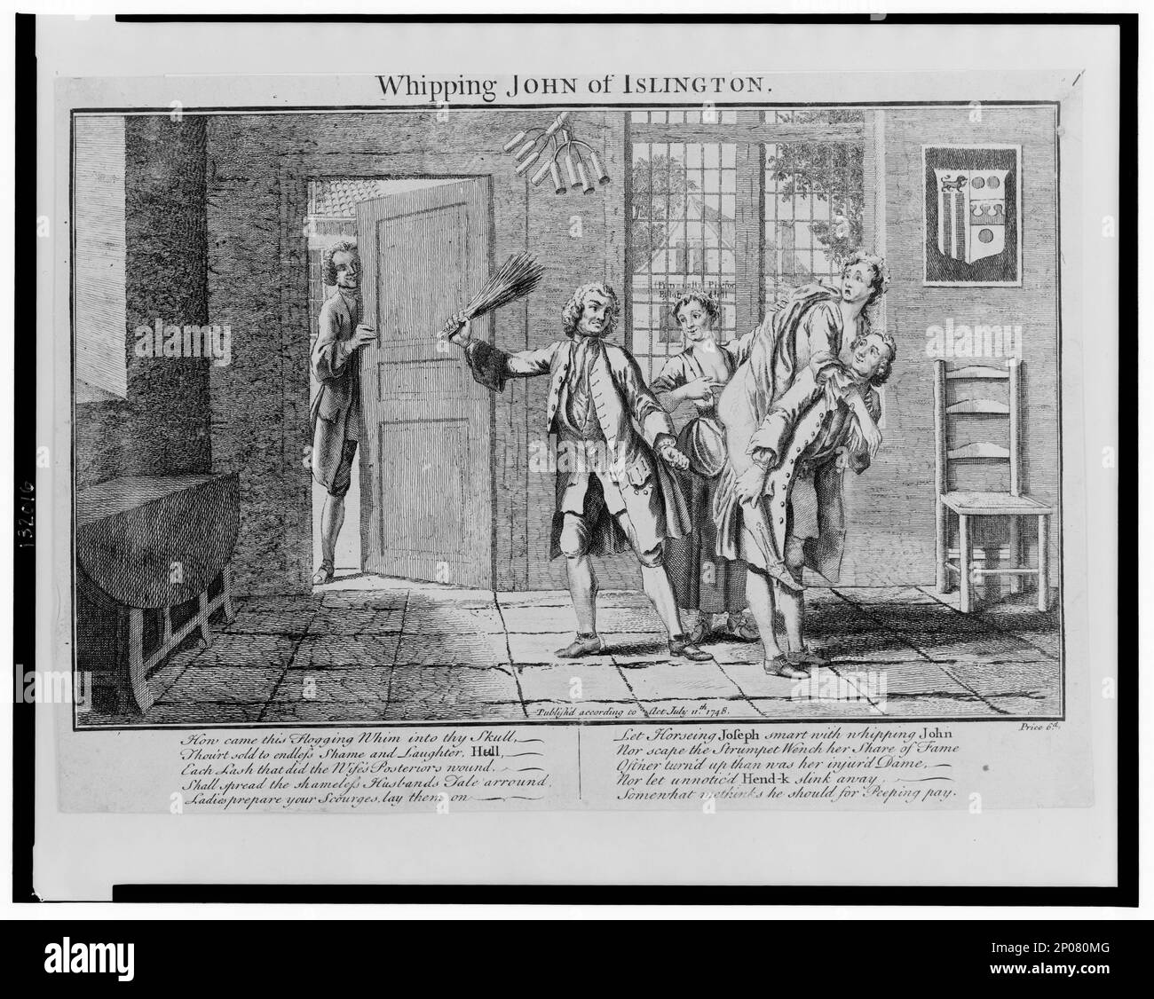 Frustando John of Islington. Collezione British Cartoon Prints . Montare, Inghilterra, 1740-1750. , Donne, Punizione e tortura, Inghilterra, 1740-1750. , Relazioni tra i sessi,Inghilterra,1740-1750. Foto Stock