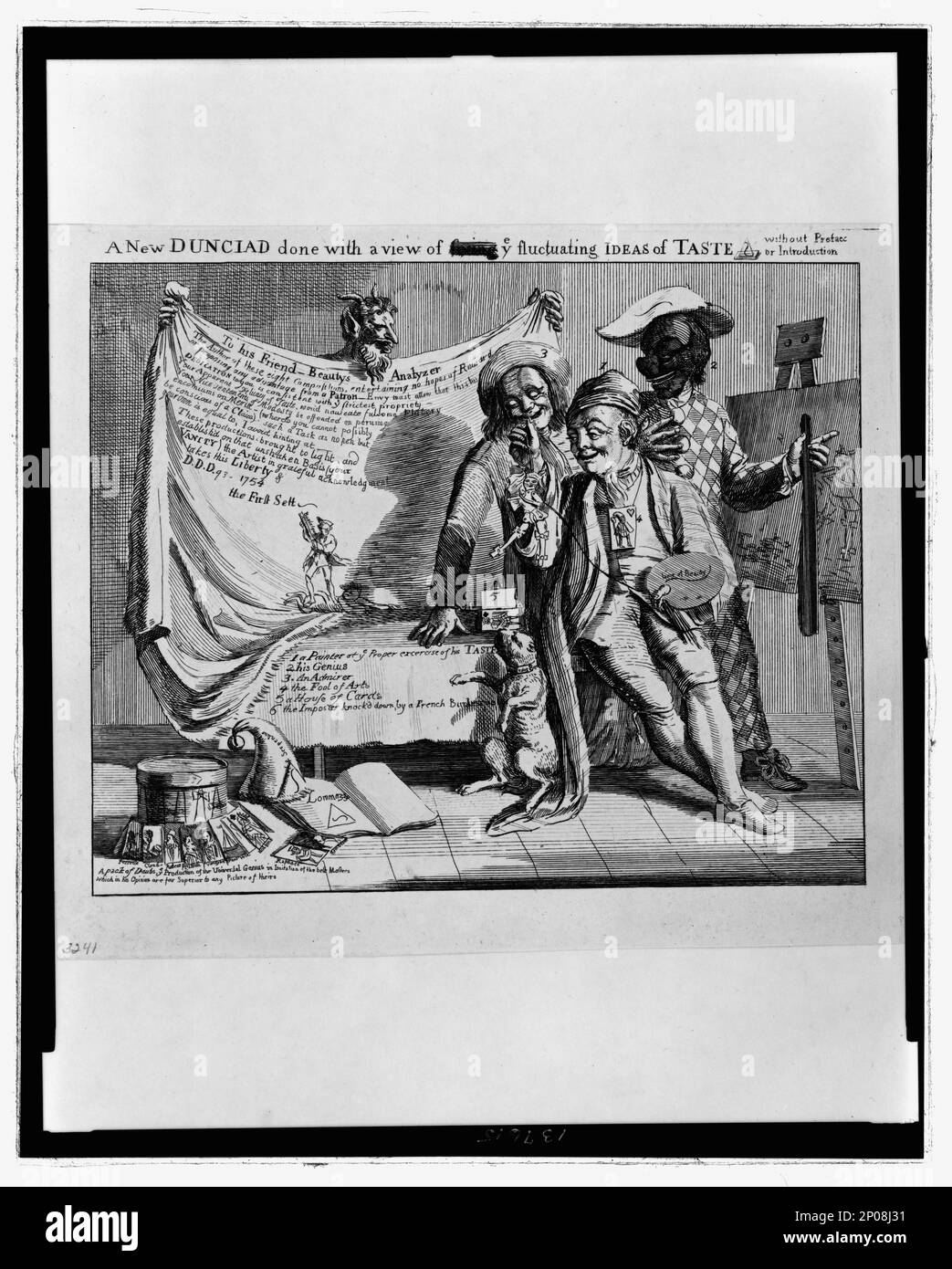 Una nuova Dunciad fatta con una vista di voi fluttuanti idee di gusto, senza prefazione o introduzione. Collezione British Cartoon Prints . Hogarth, William, 1697-1764. , Pride, 1750-1760. Foto Stock