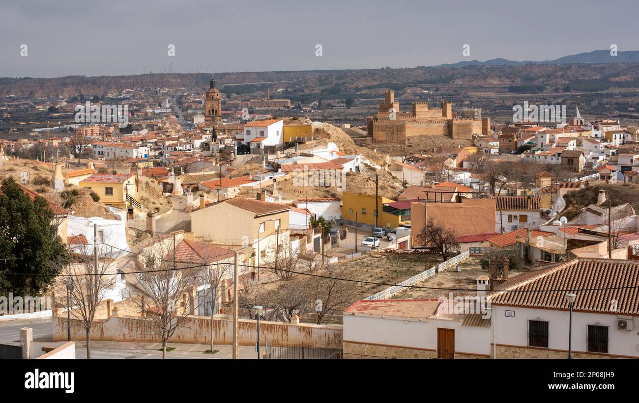 Vista de la ciudad de Guadix desde un mirador, Granada, España Foto Stock