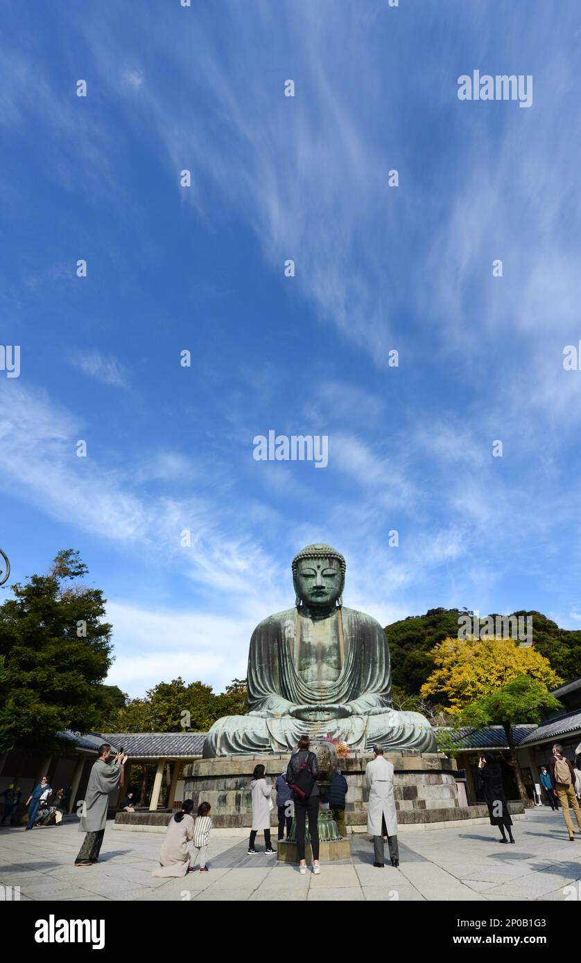 Il Grande Buddha a Kōtoku-in, Kamakura, Giappone. Foto Stock