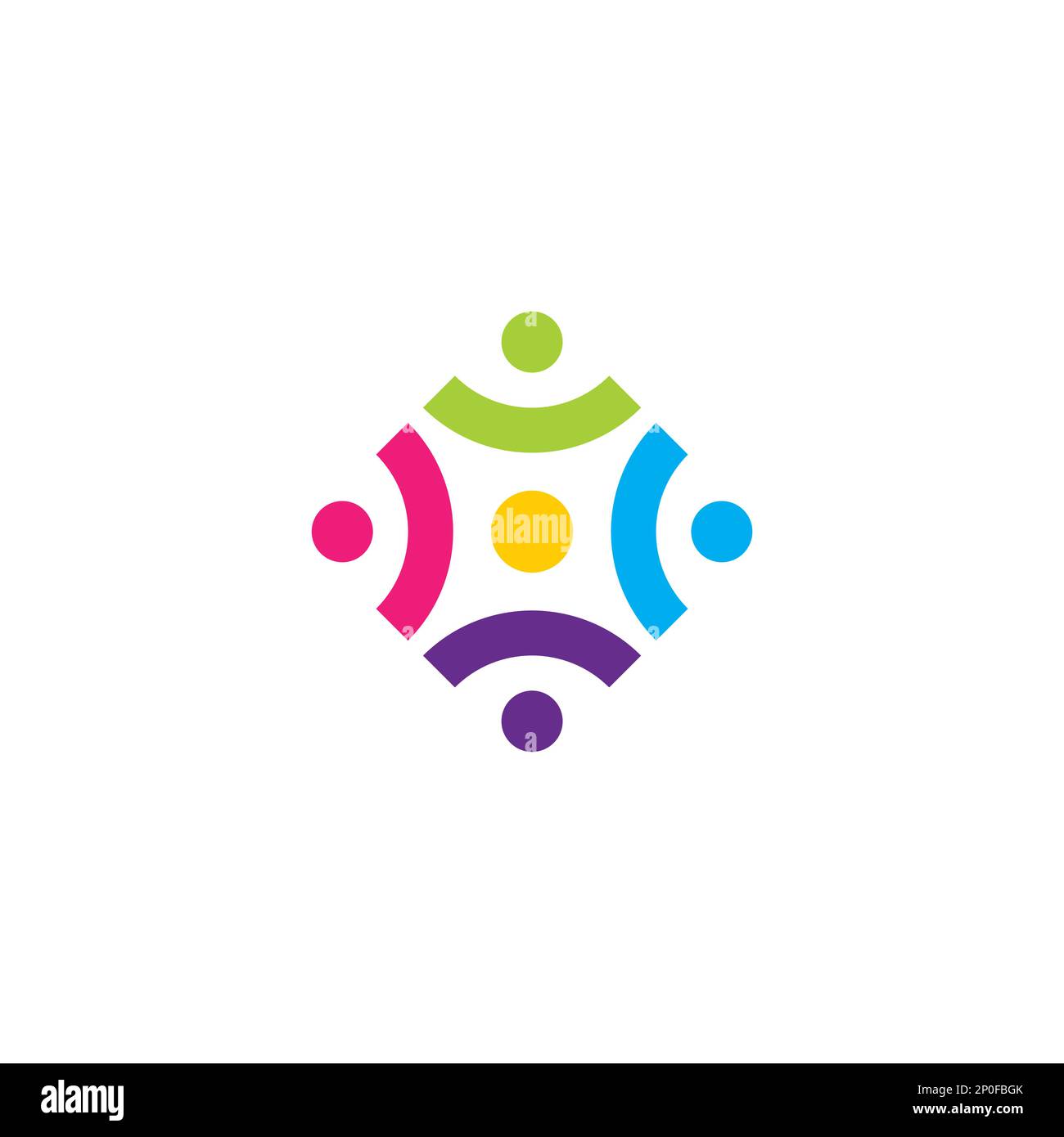 Modello di elementi dell'icona del logo della comunità. Vettore modello logo umano della comunità. Assistenza sanitaria comunitaria. Logo astratto della comunità. Illustrazione Vettoriale