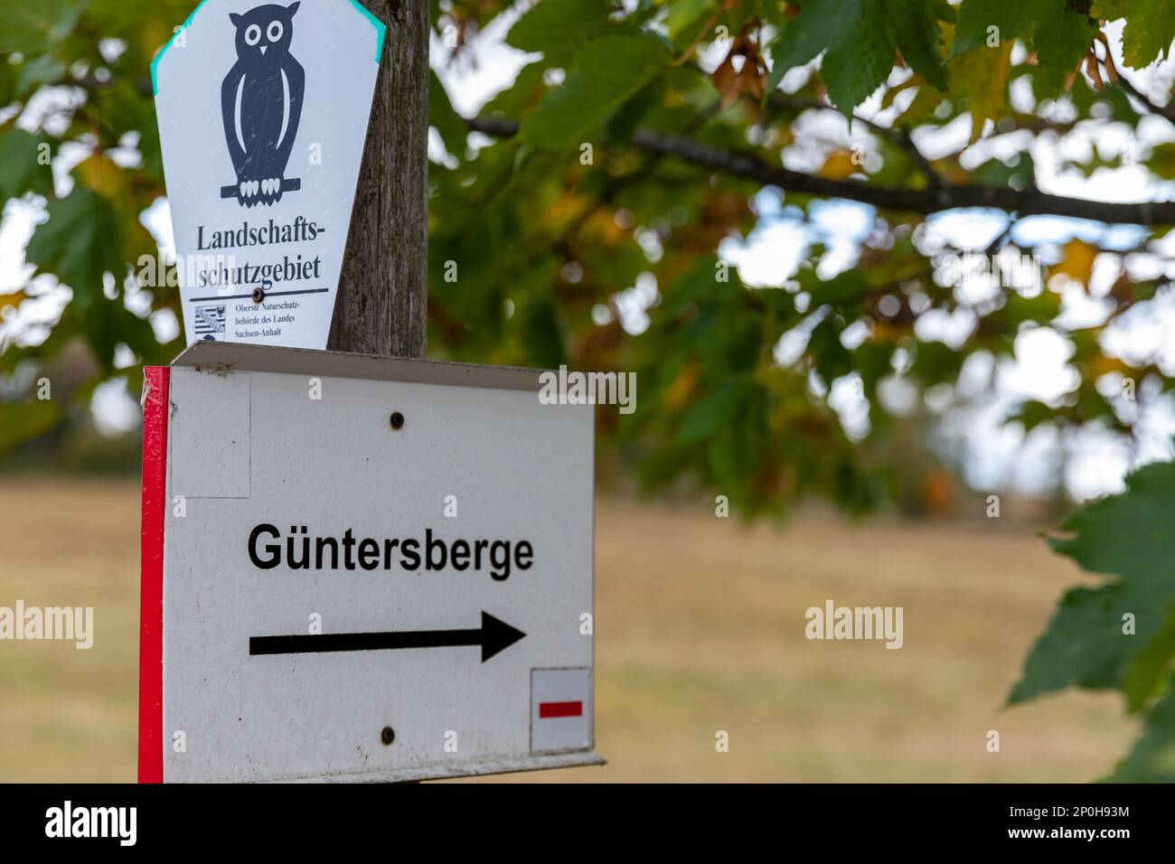 Beschilderung der Wanderwege im Harz Foto Stock