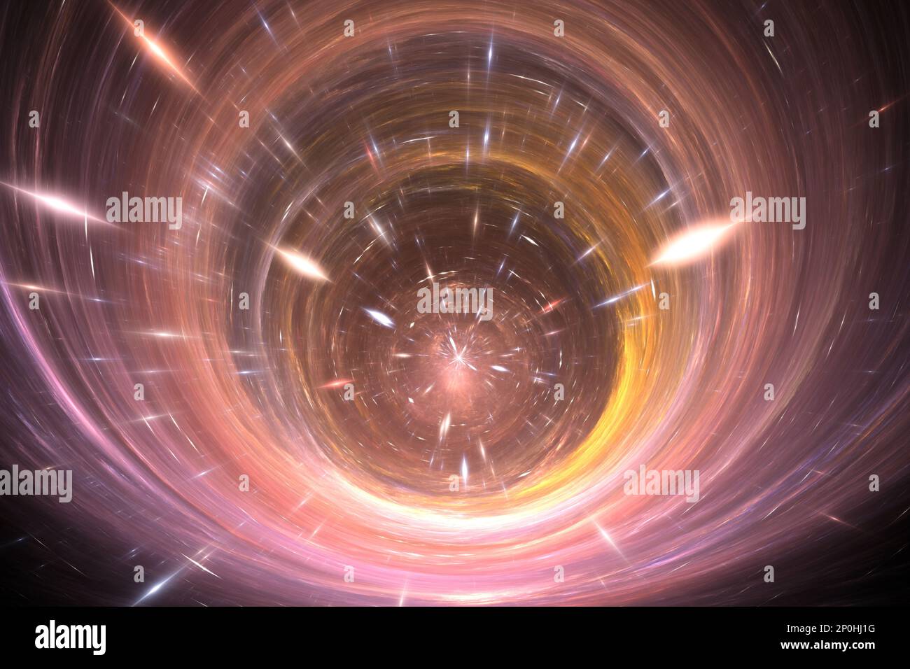 Curvatura spazio-tempo, viaggio nello spazio, viaggio interstellare. illustrazione 3d Foto Stock