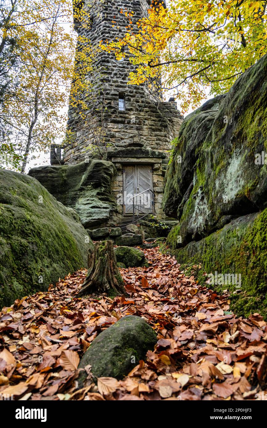 Elbsandsteingebirge im Herbst Sächsische Schweiz Foto Stock