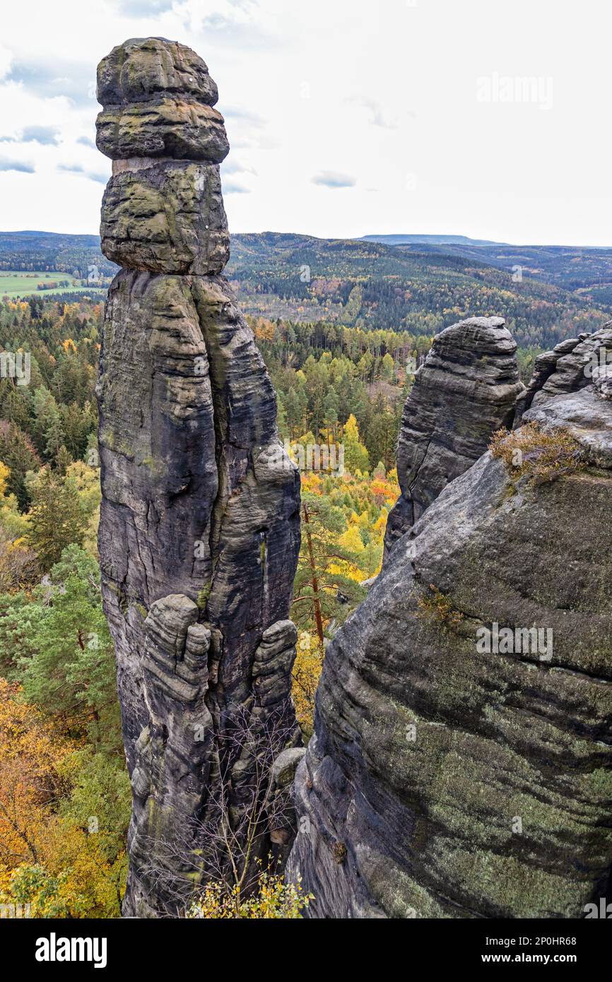 Elbsandsteingebirge im Herbst Sächsische Schweiz Foto Stock
