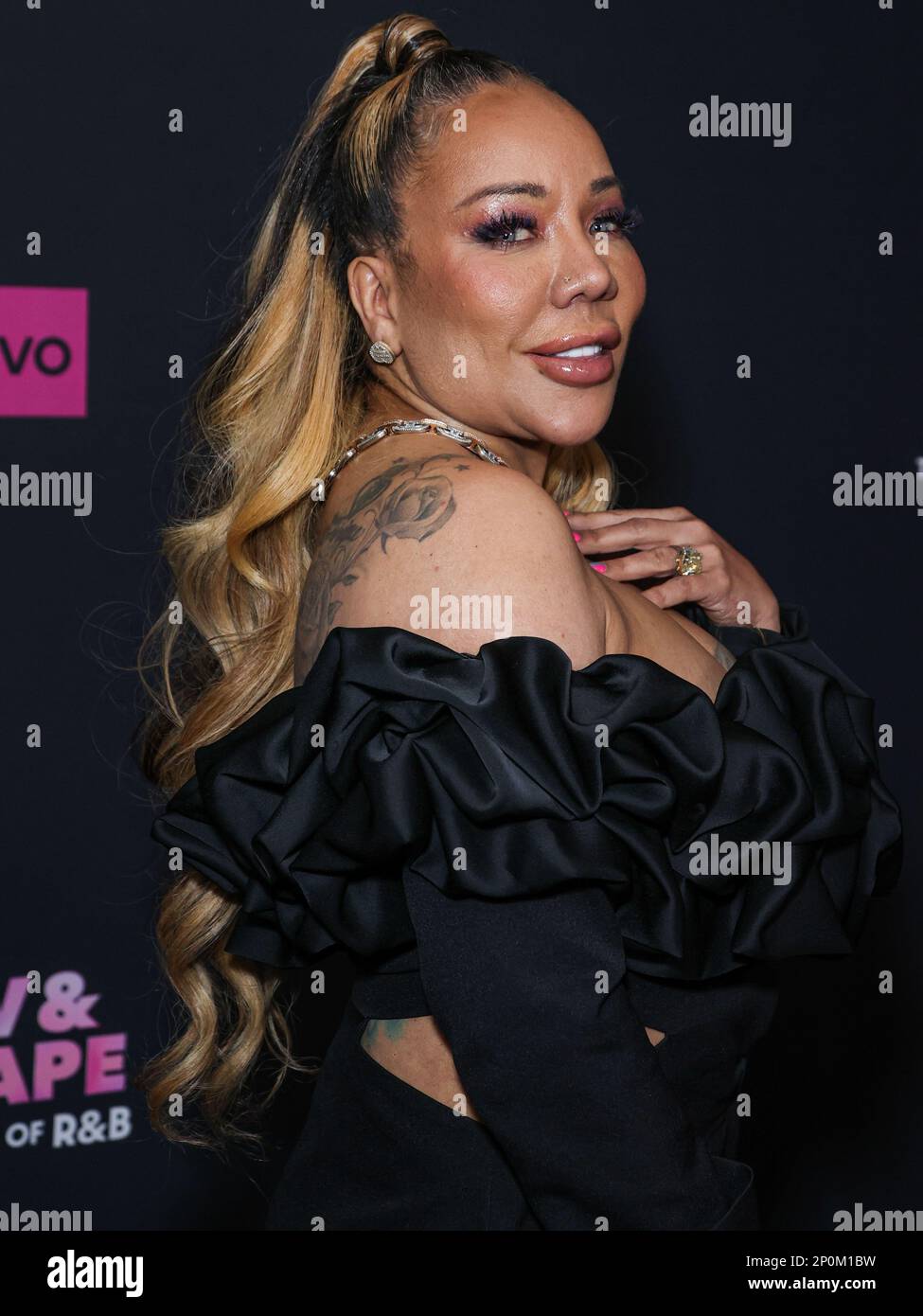 Hollywood, Stati Uniti. 02nd Mar, 2023. HOLLYWOOD, LOS ANGELES, CALIFORNIA, USA - 02 MARZO: Tameka 'Tiny' Harris arriva al 'SWV & Xscape: The Queens of R&B' Season 1 Press Event di Bravo, tenutosi all'Aster il 2 marzo 2023 a Hollywood, Los Angeles, California, Stati Uniti. (Foto di Xavier Collin/Image Press Agency) Credit: Image Press Agency/Alamy Live News Foto Stock