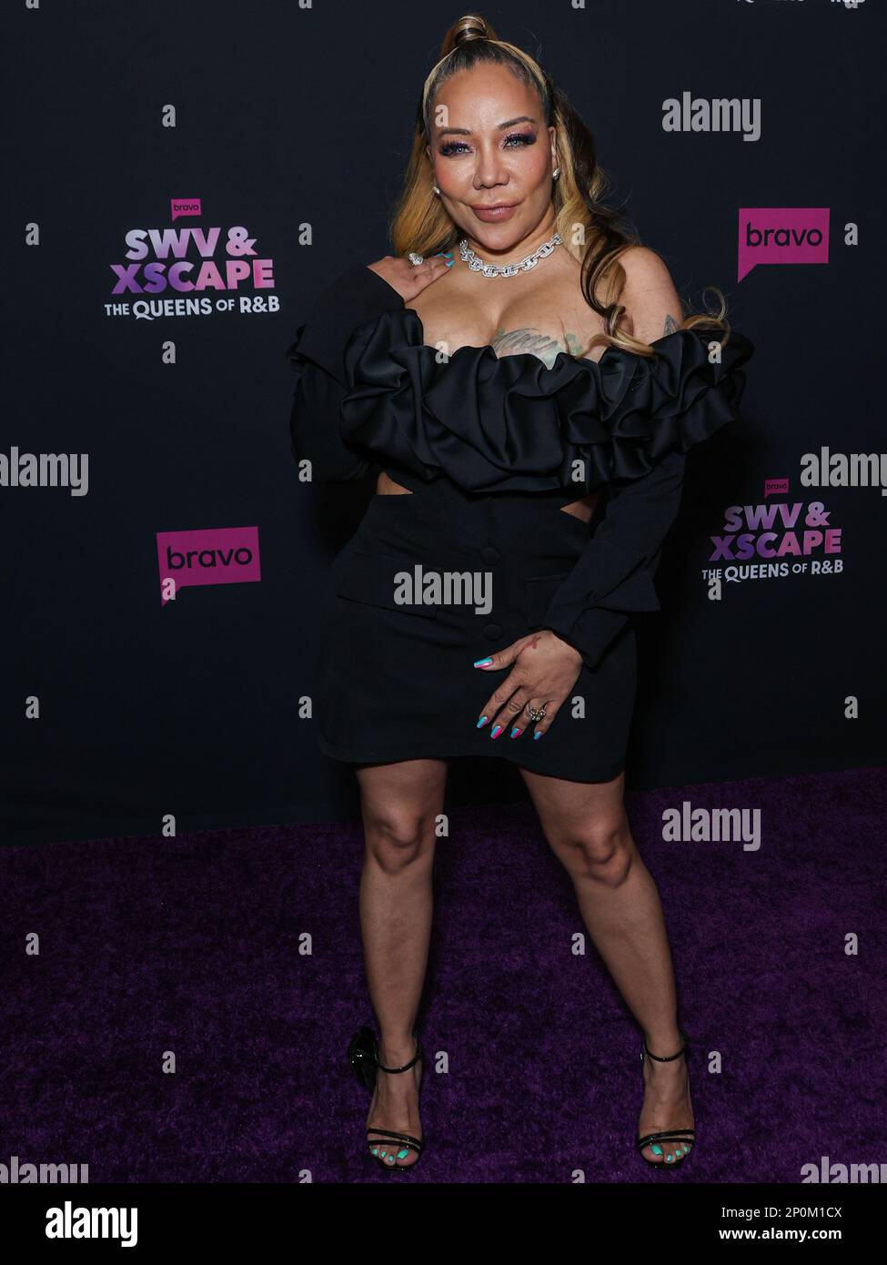 Hollywood, Stati Uniti. 02nd Mar, 2023. HOLLYWOOD, LOS ANGELES, CALIFORNIA, USA - 02 MARZO: Tameka 'Tiny' Harris arriva al 'SWV & Xscape: The Queens of R&B' Season 1 Press Event di Bravo, tenutosi all'Aster il 2 marzo 2023 a Hollywood, Los Angeles, California, Stati Uniti. (Foto di Xavier Collin/Image Press Agency) Credit: Image Press Agency/Alamy Live News Foto Stock