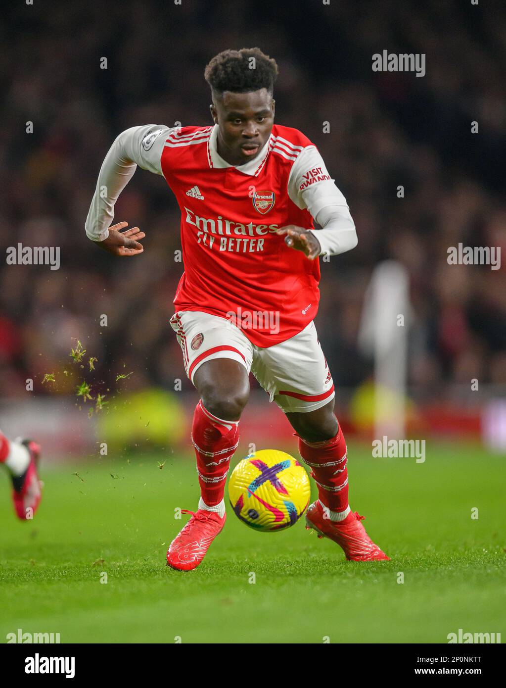 01 Mar 2023 - Arsenal contro Everton - Premier League - Emirates Stadium Bukayo Saka dell'Arsenal durante la partita della Premier League presso l'Emirates Stadium, Londra. Foto : Mark Pain / Alamy Live News Foto Stock