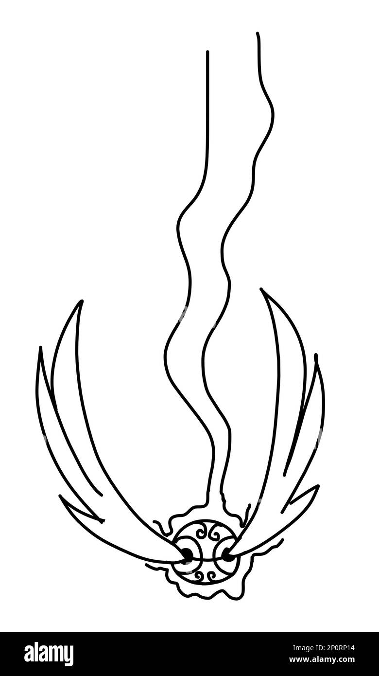 Snitch Magic Ball con ali volare giù. Illustrazione vettoriale in stile doodle contorno isolato su sfondo bianco. Illustrazione Vettoriale