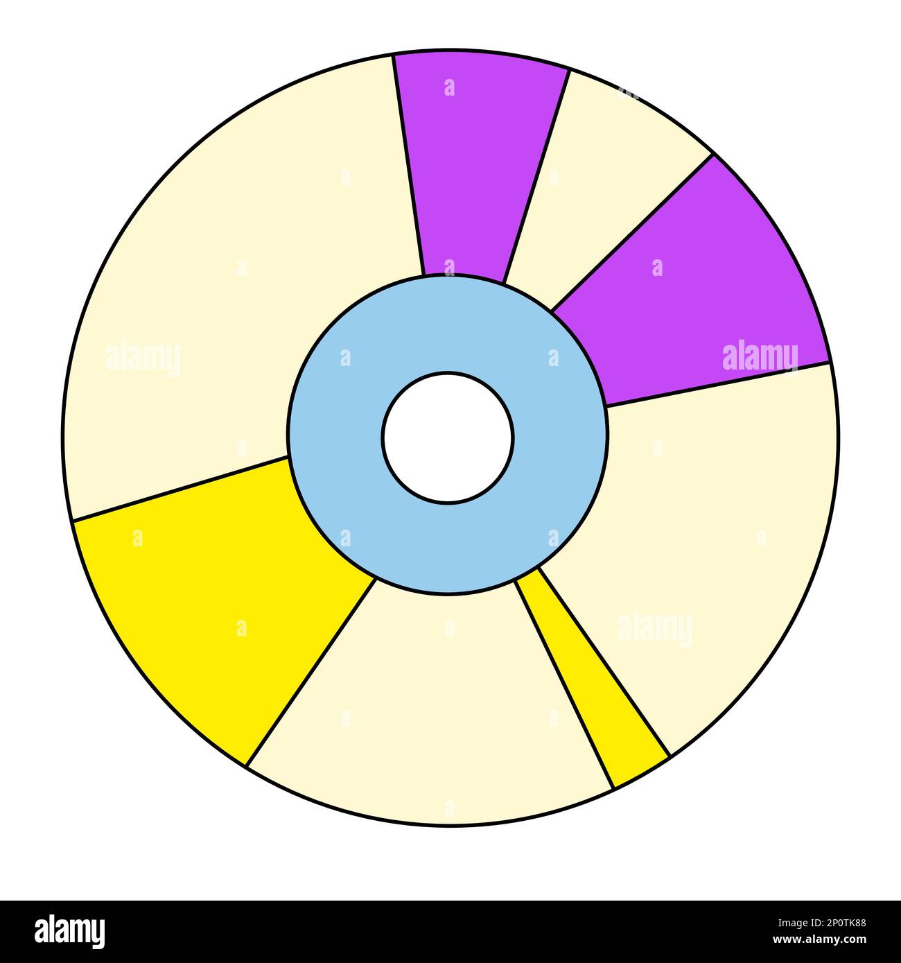 Compact disk o cd con luci colorate, elemento retrò o adesivo, disegno flat vettoriale in stile doodle Illustrazione Vettoriale