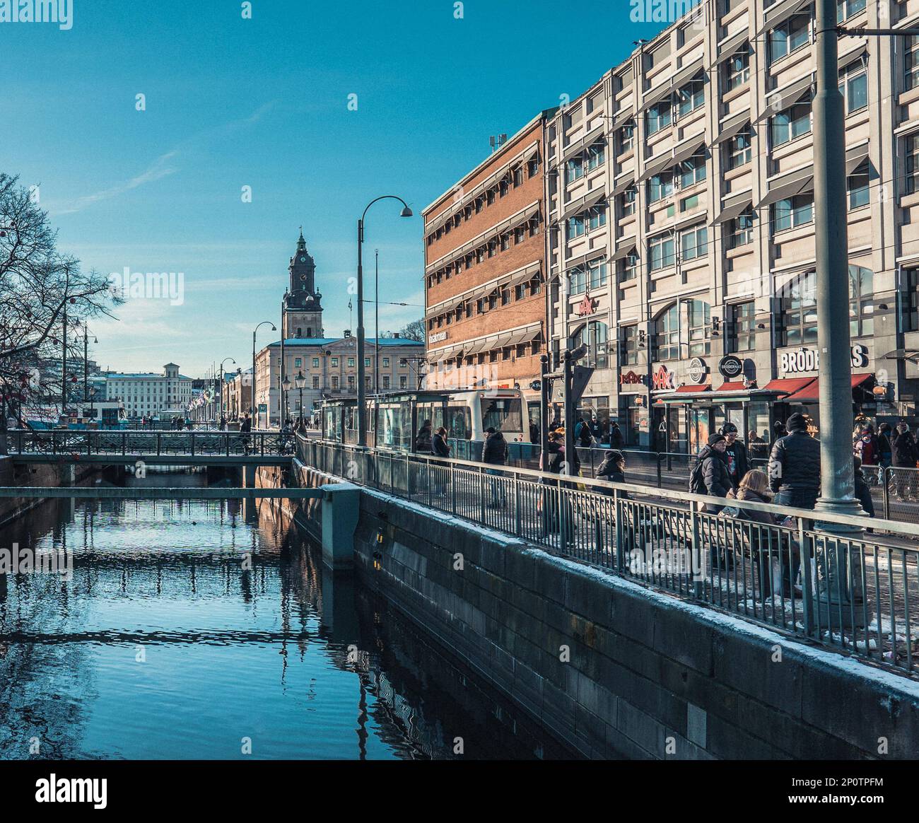 Scena della via centrale di Gothenburg Foto Stock