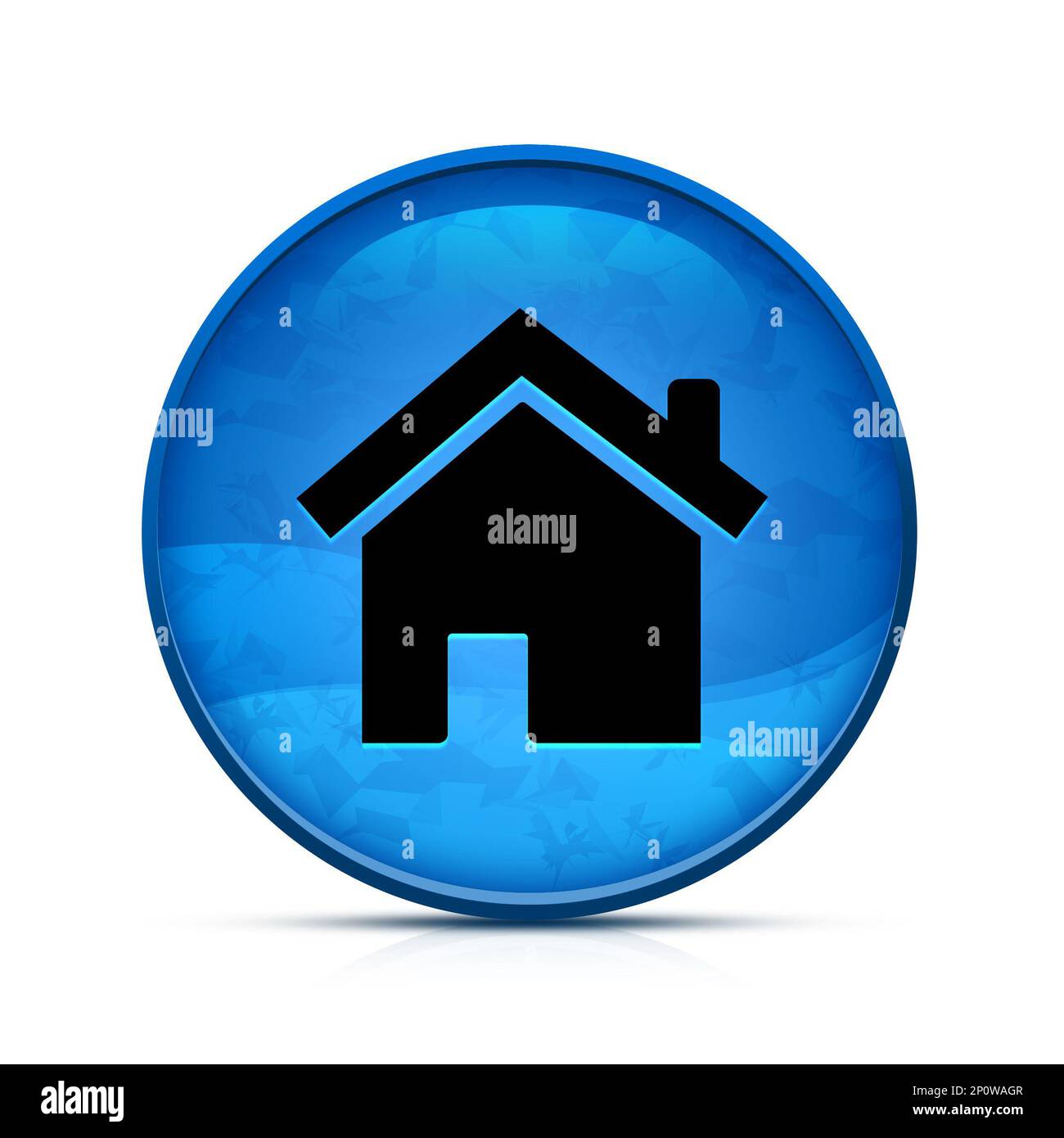 Icona Home sul classico pulsante rotondo blu Foto Stock