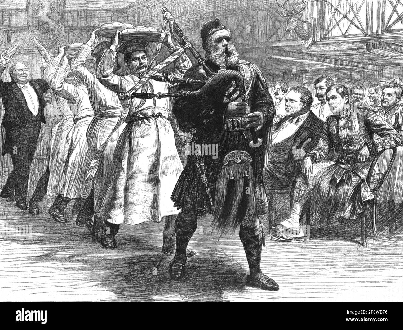'' The Hallowe'en Dinner of the London Scottish Volunteers -- portare in The Haggis', 1891. Da "The Graphic. Un quotidiano settimanale illustrato", Volume 44. Da luglio a dicembre 1891. Foto Stock