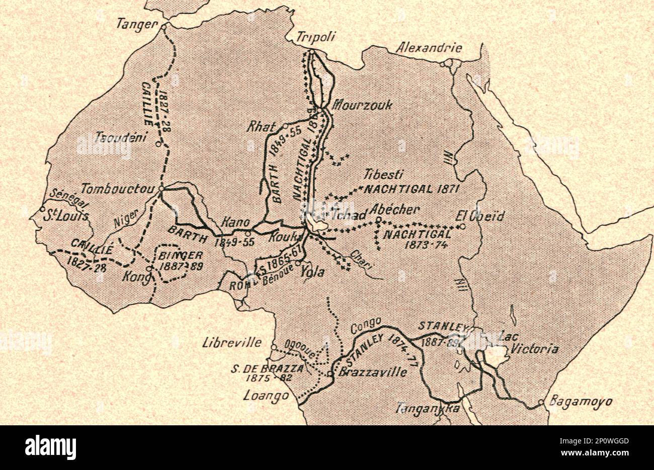 ''Grands itineraires africains; l'Ouest Africain', 1914. Da "Grande Geographie Bong Illustree", 1914. Foto Stock