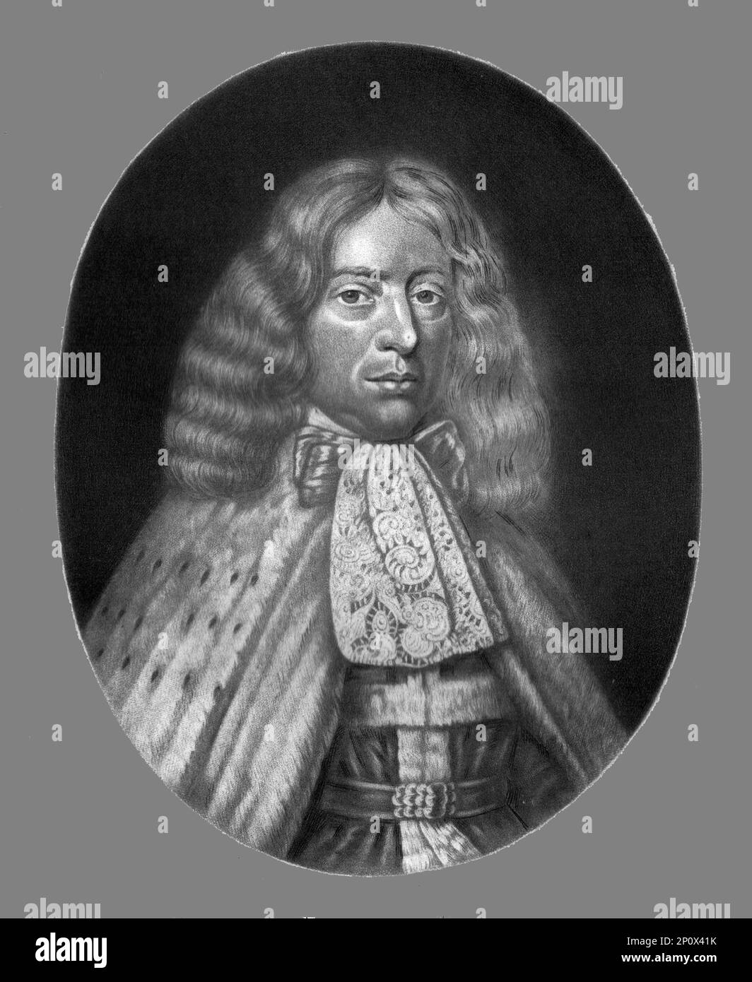 "George, conte di Berkeley; Obit 1698", 1812. Da "Ritratti di personaggi illustri nella storia britannica dall'inizio del regno di Enrico l'ottavo alla fine del regno di Giacomo il secondo" [Samuel Woodburn, Londra, 1815]. Foto Stock