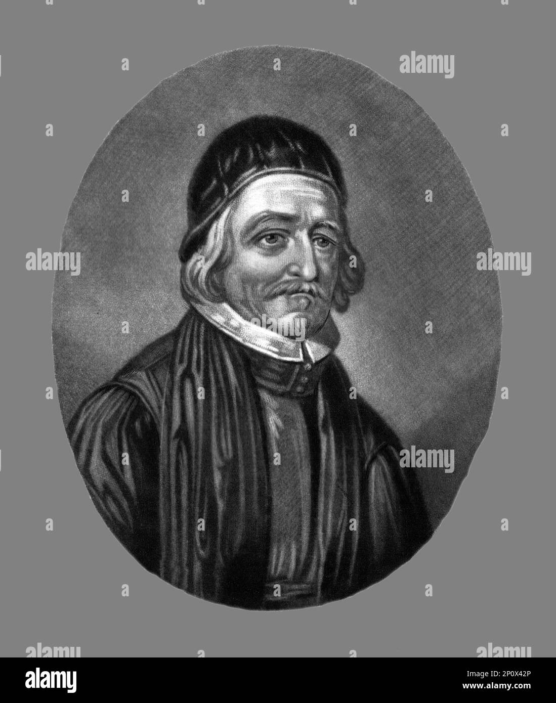 ''Dr Thomas Baily; cospirato contro Cromwell', 1810. Da "Ritratti di personaggi illustri nella storia britannica dall'inizio del regno di Enrico l'ottavo alla fine del regno di Giacomo il secondo" [Samuel Woodburn, Londra, 1815]. Foto Stock