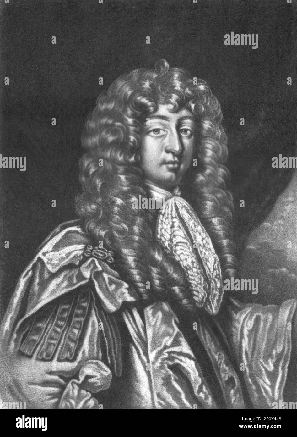 "Sir Richard Chicheley, Ammiraglio sotto il principe Rupert". Da "Ritratti di personaggi illustri nella storia britannica dall'inizio del regno di Enrico l'ottavo alla fine del regno di Giacomo il secondo" [Samuel Woodburn, Londra, 1815]. (Erroneamente identificato come Sir Richard Chicheley). Foto Stock