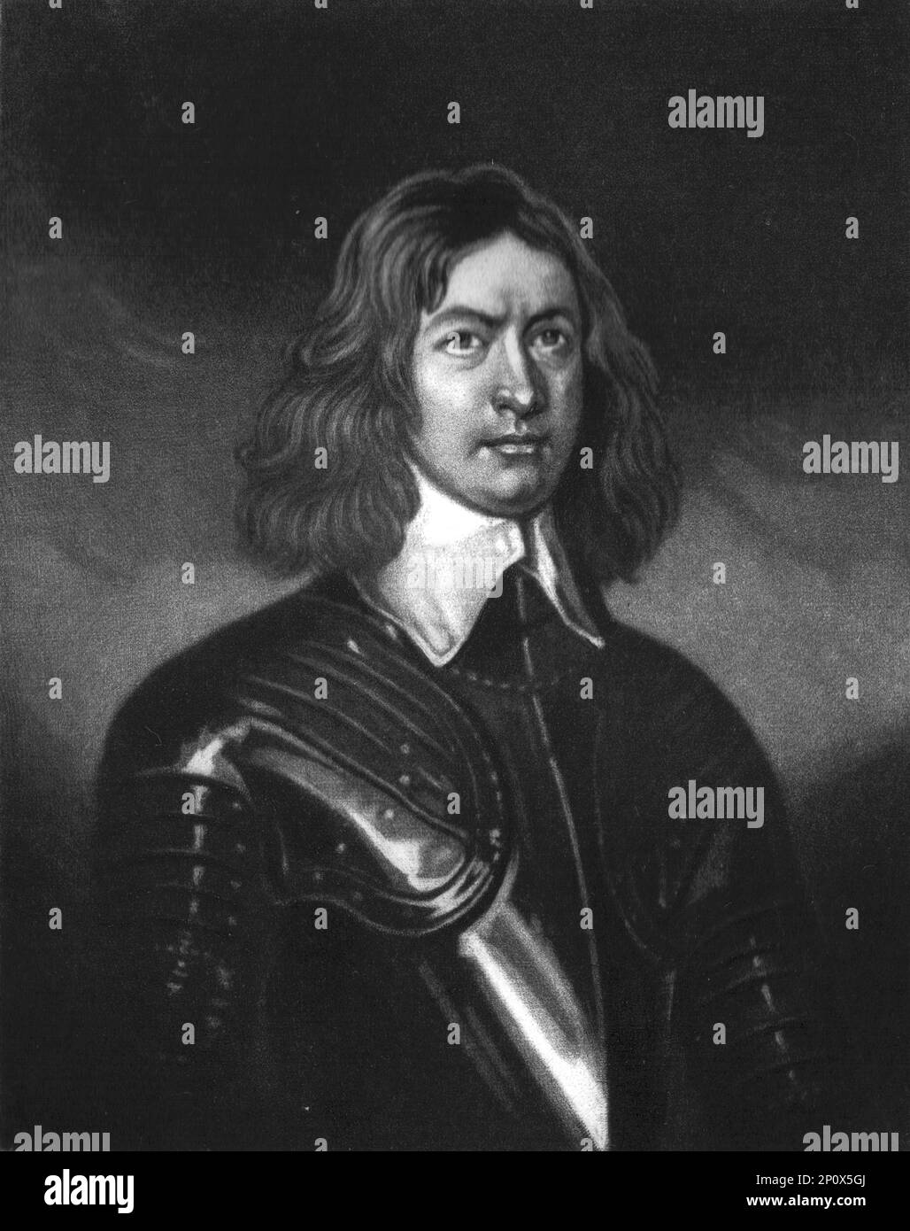 "John Hampden (Hamden); ucciso nella battaglia di Charlgrove Field, Oxfordshire 1643", 1810. Da "Ritratti di personaggi illustri nella storia britannica dall'inizio del regno di Enrico l'ottavo alla fine del regno di Giacomo il secondo" [Samuel Woodburn, Londra, 1815]. Foto Stock