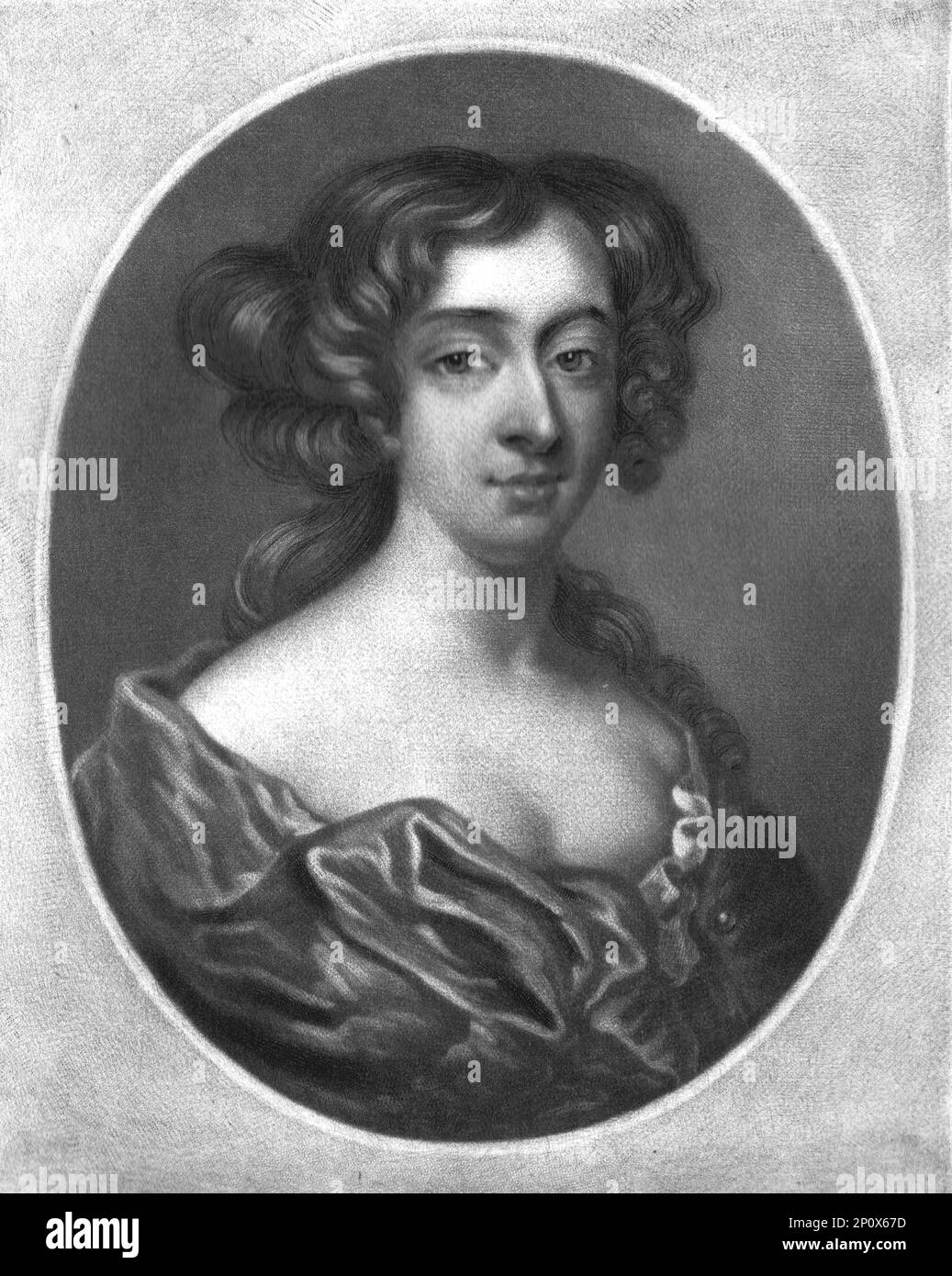 «Frances Stuart Duchessa di Richmond; Obit 1702», 1810. Da "Ritratti di personaggi illustri nella storia britannica dall'inizio del regno di Enrico l'ottavo alla fine del regno di Giacomo il secondo" [Samuel Woodburn, Londra, 1815]. Foto Stock