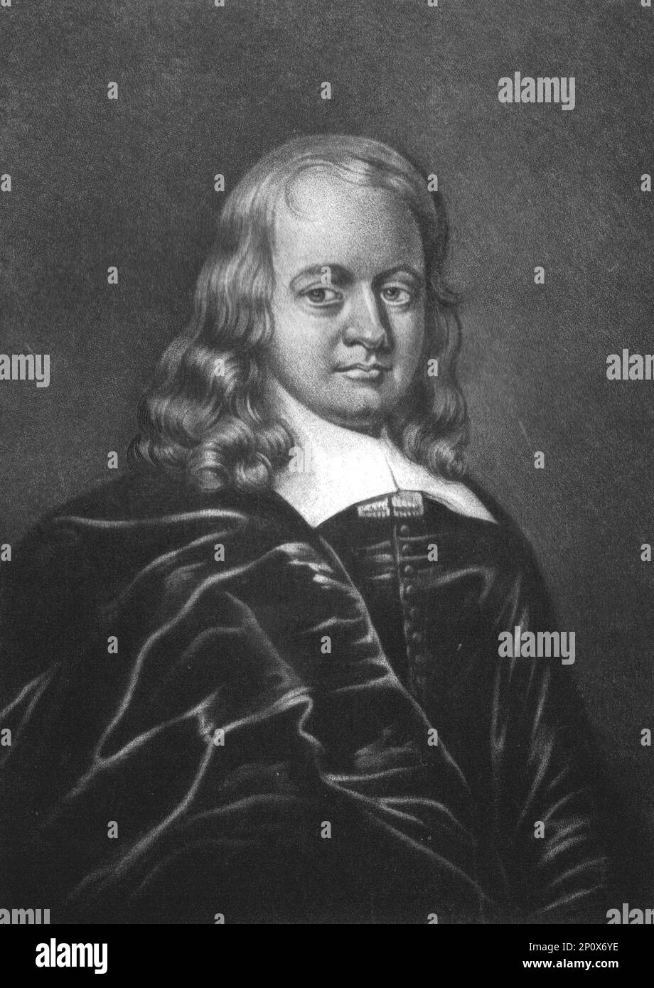 «John Thurloe, segretario di Stato a Oliver Cromwell e suo figlio Richard; Obit 1668», 1813. Da "Ritratti di personaggi illustri nella storia britannica dall'inizio del regno di Enrico l'ottavo alla fine del regno di Giacomo il secondo" [Samuel Woodburn, Londra, 1815]. Foto Stock