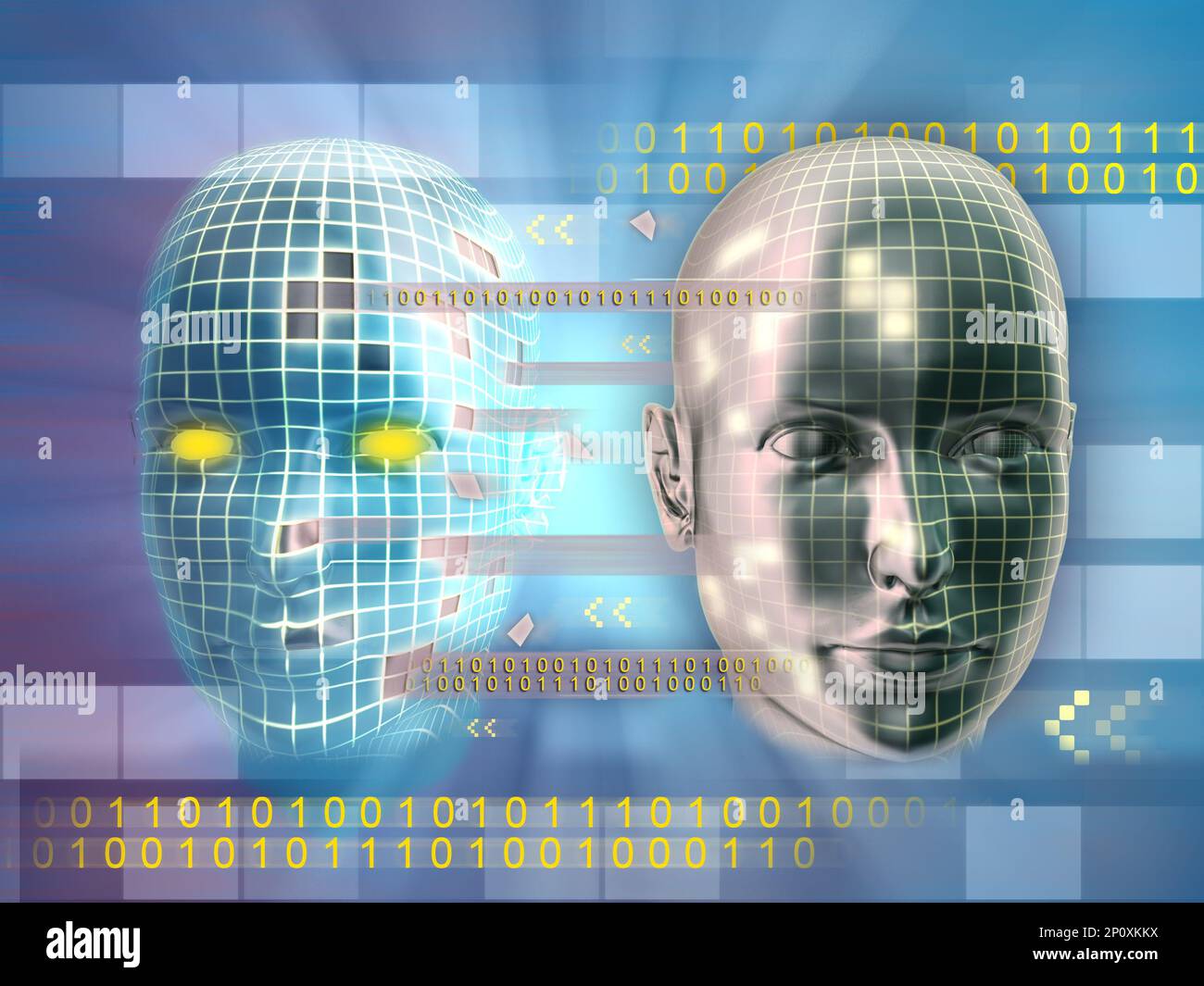 Clonare l'identità di qualcuno online. Illustrazione digitale. Foto Stock