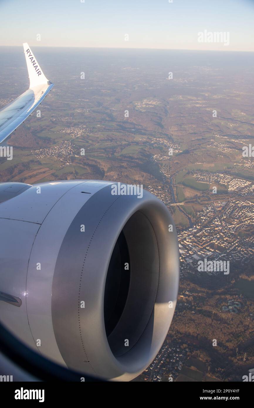 Vista dall'aereo che sorvola la Renania settentrionale-Vestfalia. Credit: Sinai Noor / Alamy Stock Photo Foto Stock