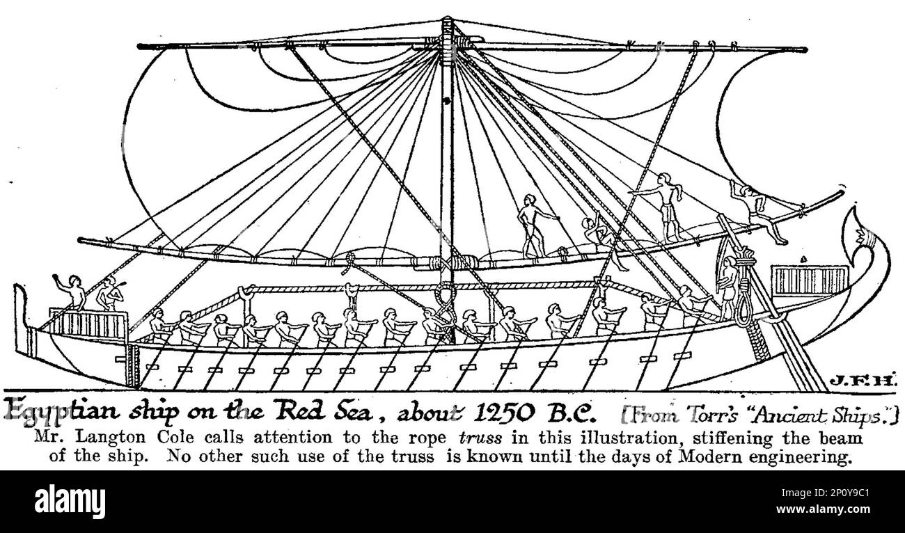 Nave egiziana sul Mar Rosso, circa 1250 a.C. Foto Stock