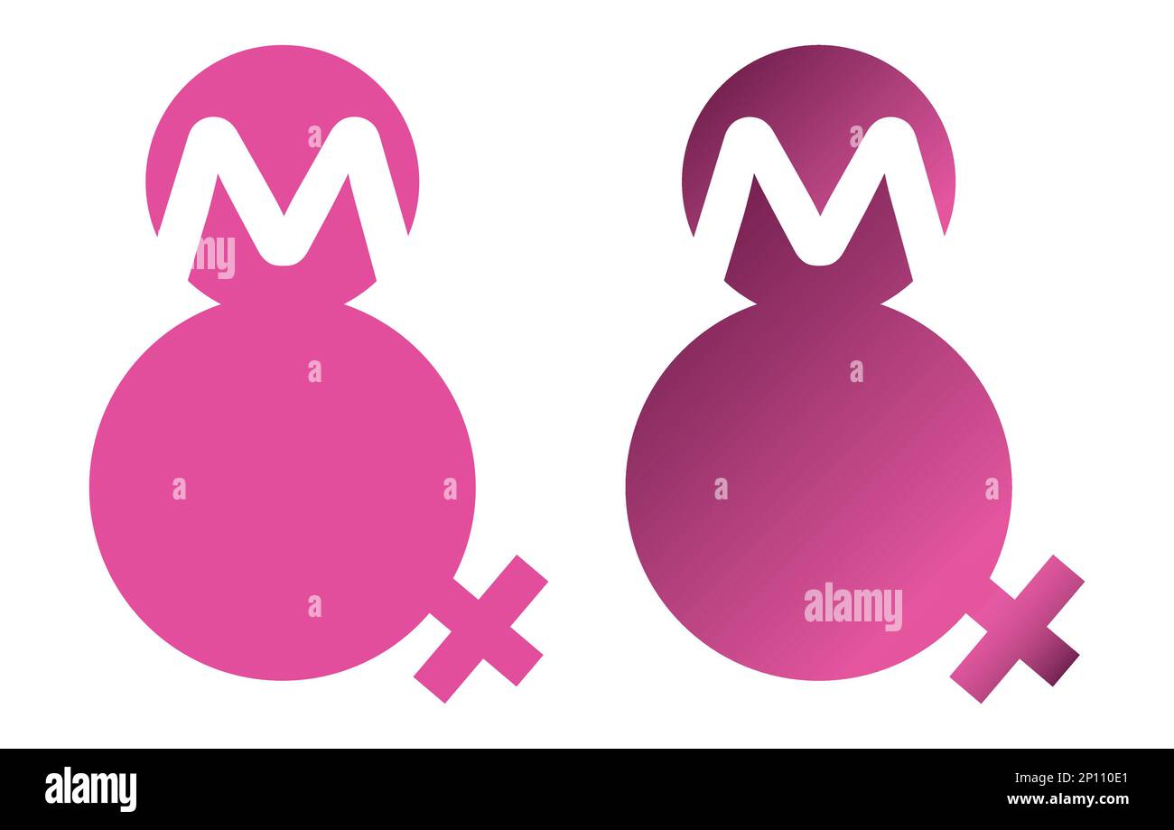 Con silhouette e versione in gradiente per celebrare il 8th marzo la Festa della Donna con simbolo femminile combinato con il numero otto e la lettera M. Illustrazione Vettoriale