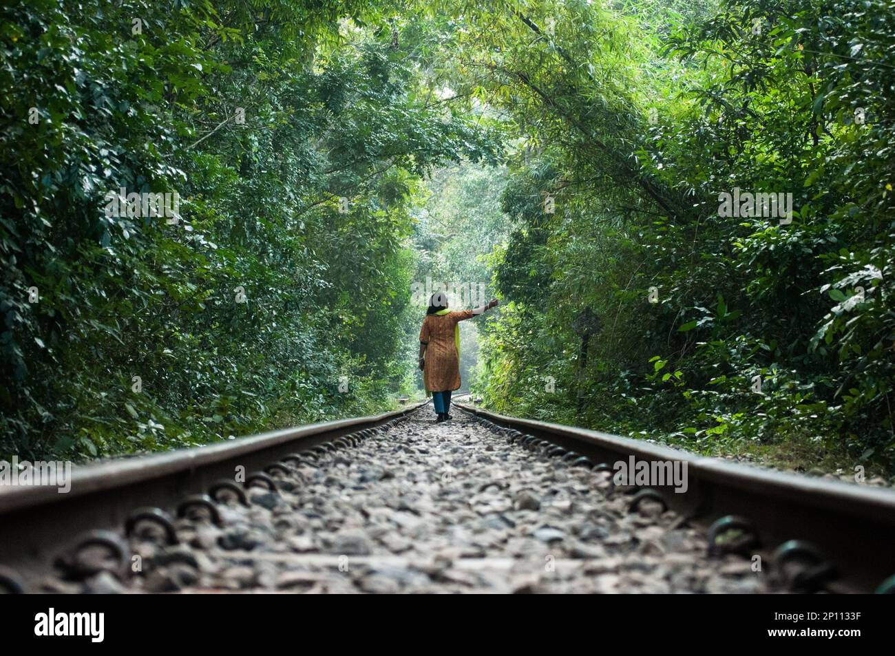 Foto di una ragazza nel parco nazionale di lawachara a sylhet, Bangladesh. Foto Stock