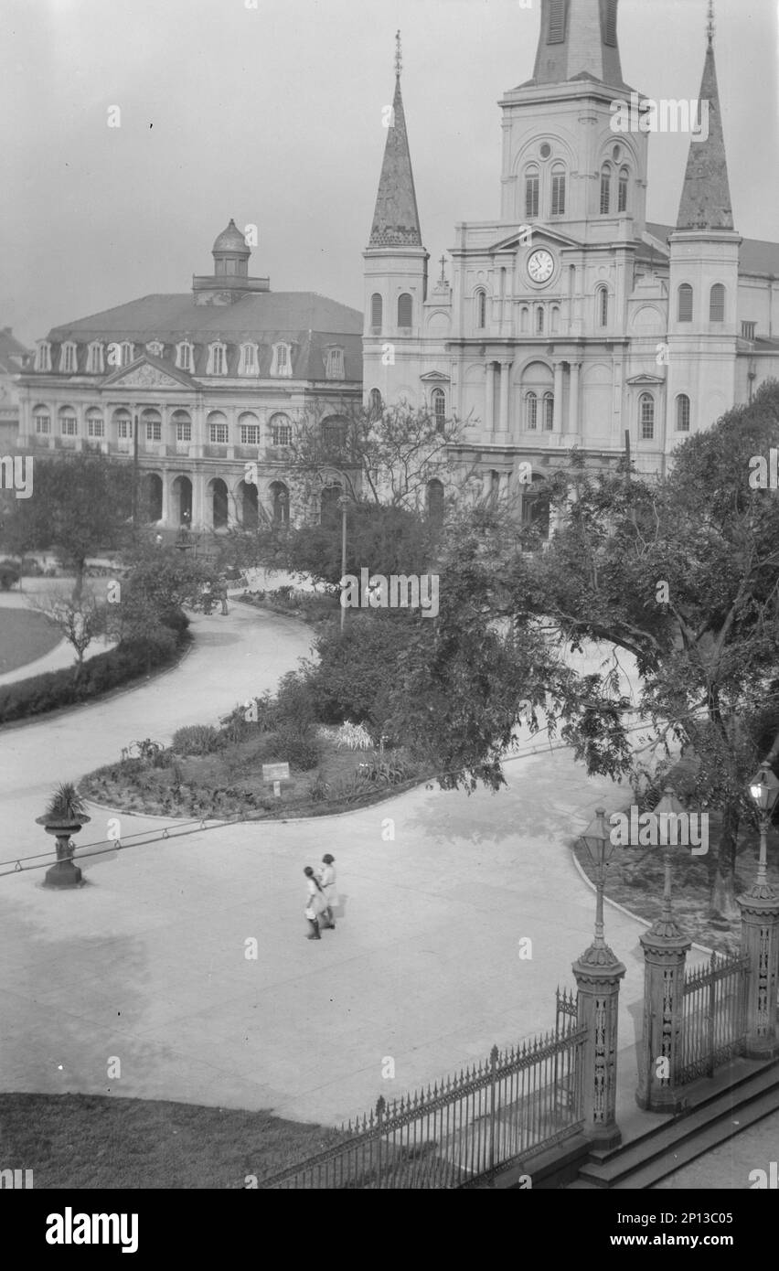 St Louis e il Cabildo, New Orleans, tra il 1920 e il 1926. Foto Stock