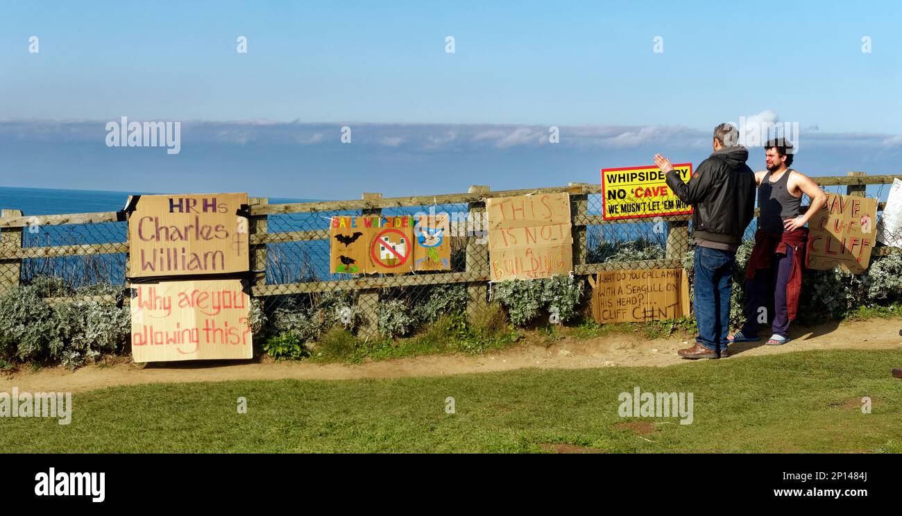 Whipsiderry Beach Development protesta Cornwall UK Foto Stock
