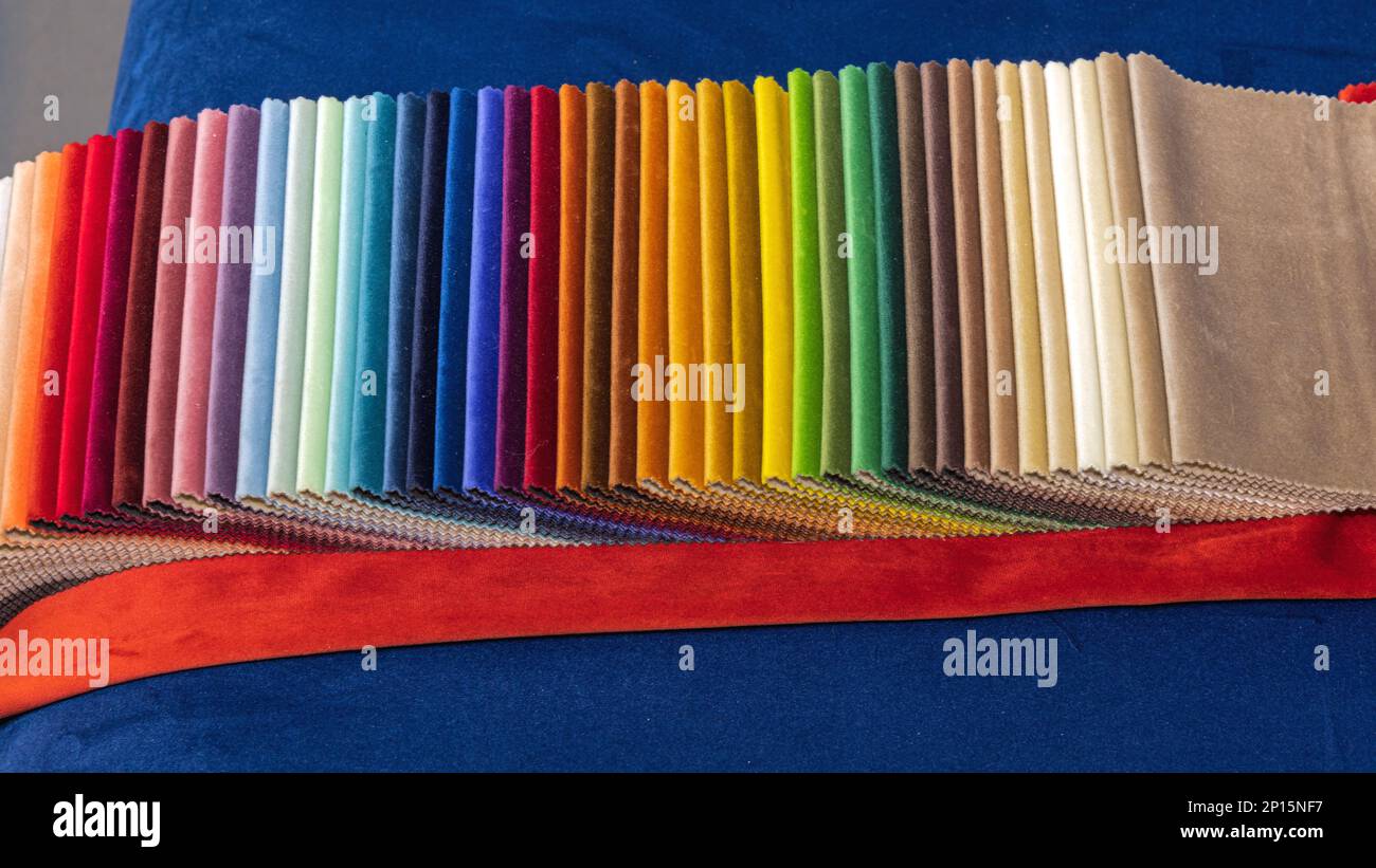 Tessuto colore Swatch campione tessuto materiale Foto Stock