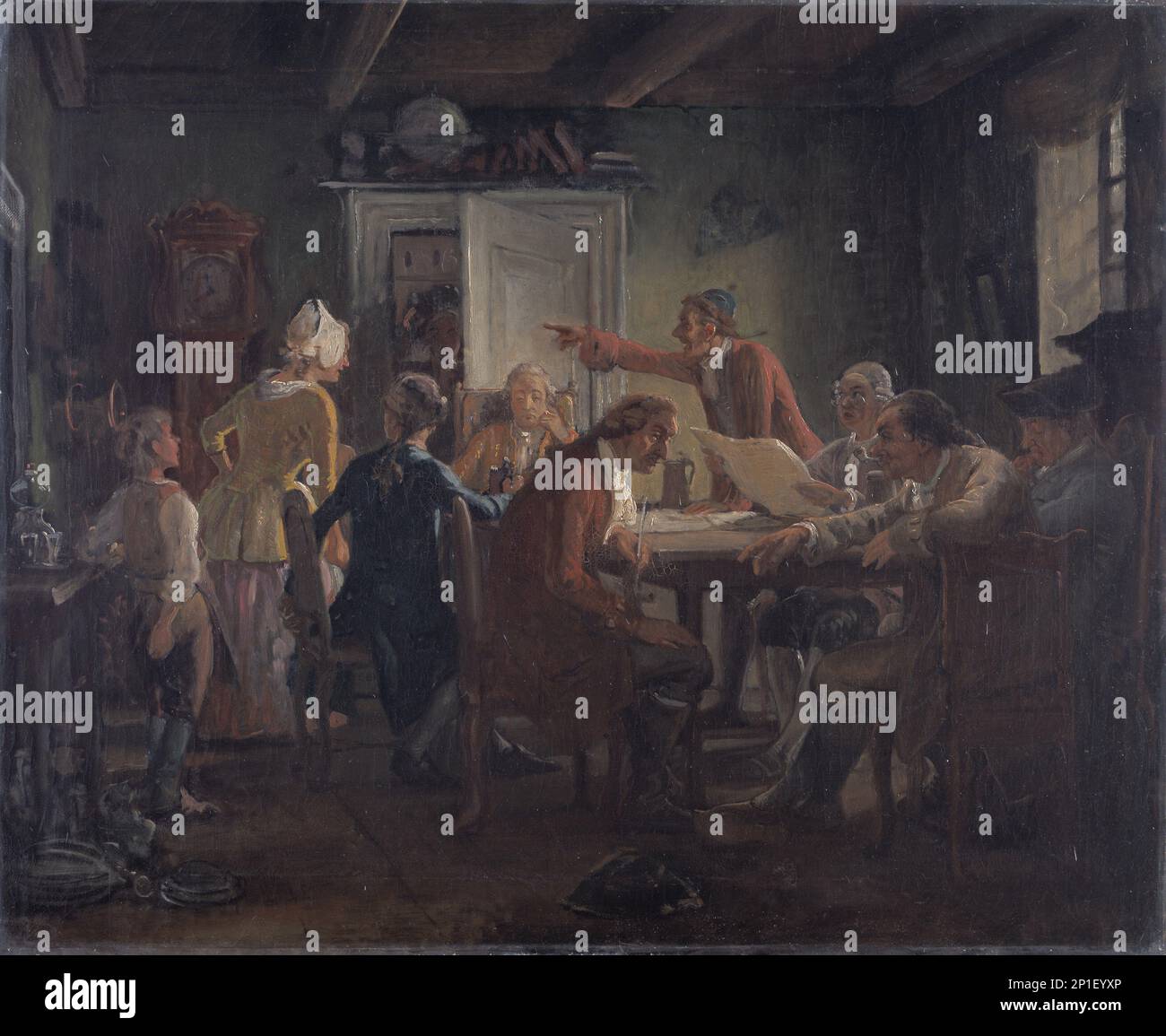 Collegium Politicum. Da Ludvig Holberg’s The Political Tinker, atto i, scena 2., 1850-1851. Foto Stock